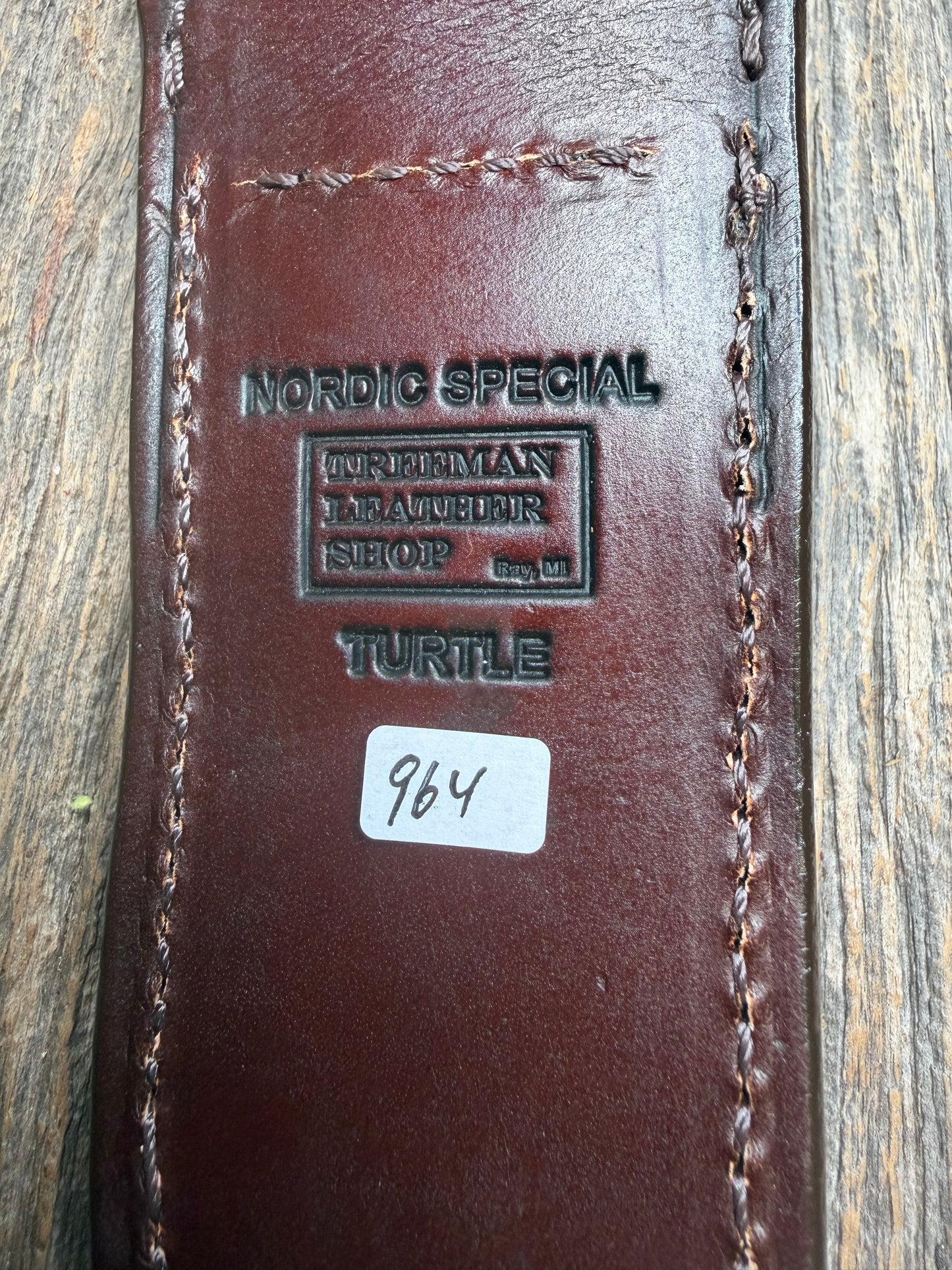 Randall Model Nordic Special Sheath in Exotic Dark Brown Snapping Turtle by Treeman. Forward curved hilt and new black canteen snap… Spiked Dragon tail portion of the turtle.