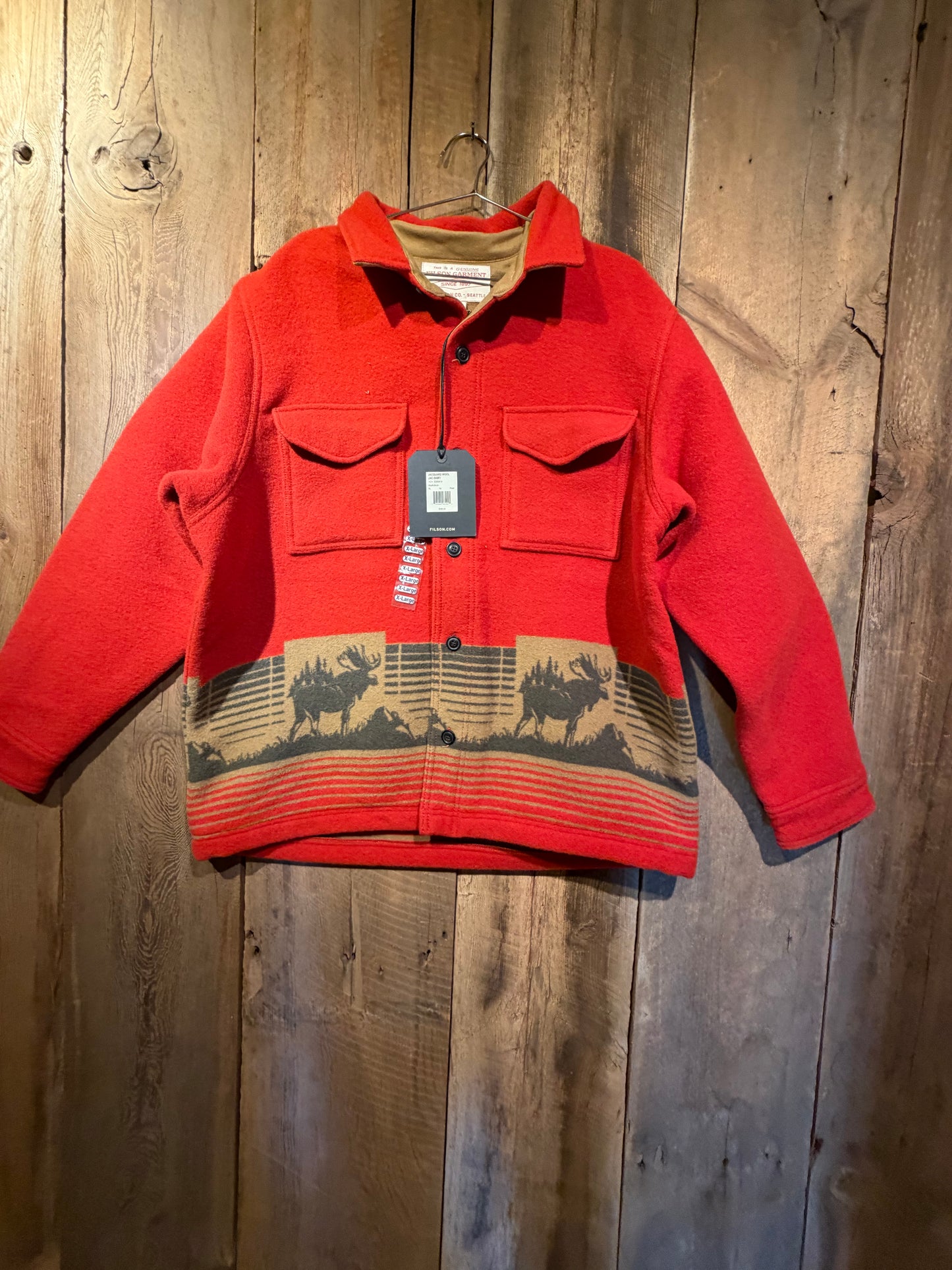 NWT Filson Jacquard Wool Jac Shirt Moose Men's XL NWT MSRP $595