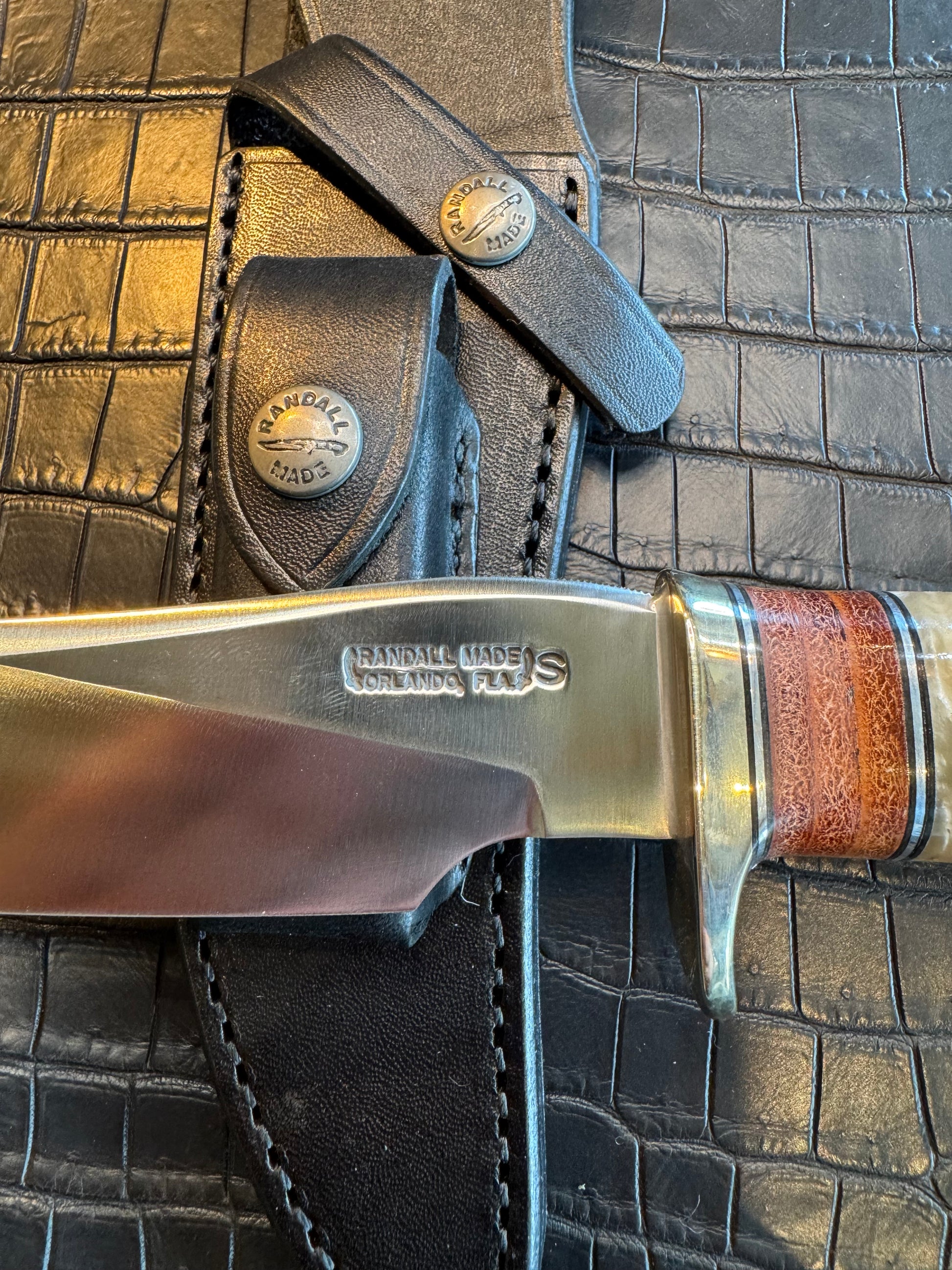 Randall Model 27 Musk Ox and stacked Leather Stainless Steel NSH