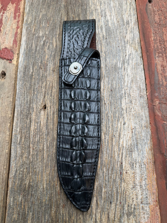 Randall Model 12-9 Sheath in Exotic Black Crocodile tail by Treeman. FCH and a silver canteen snap…