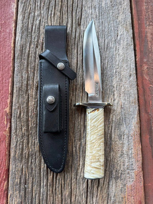 Randall Model 1-7 in Musk Ox. Nickel Silver Hilt and butt plate Black and Aluminum spacers, stainless steel blade.