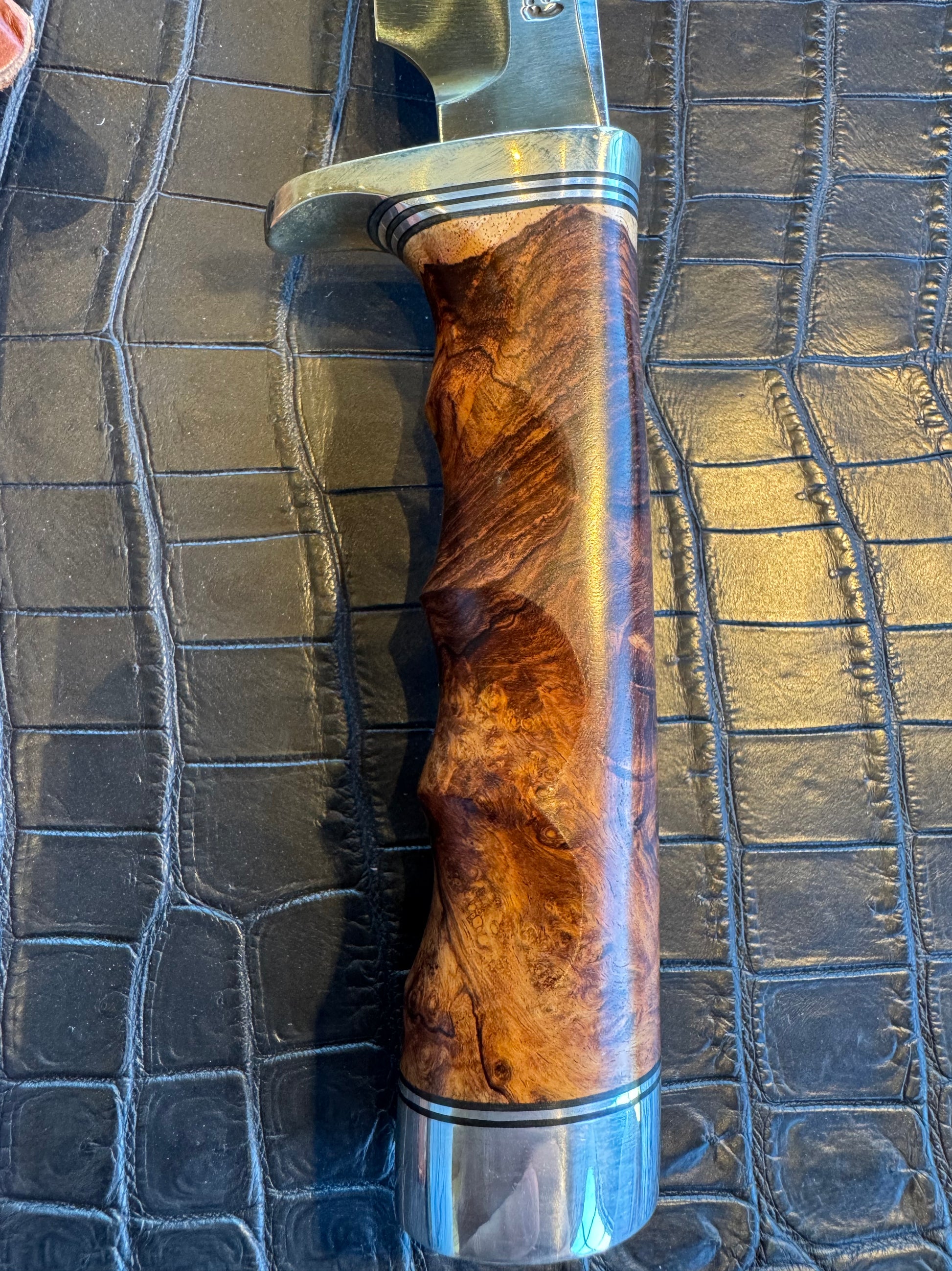 New Randall Knife 4-7 Nickel Silver Hilt Honduran Rosewood Burl Carbon Steel