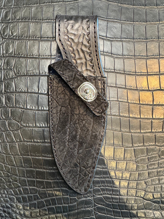 Randall Model 19-5 in Black Hippo Straight hilt, Canteen Snap, full brass stamping and stitching.