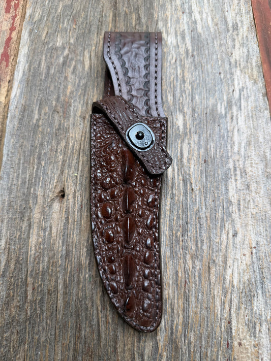Randall Model 27 Sheath in Exotic Dark Brown Snapping Turtle by Treeman. Straight hilt and new black canteen snap… Spiked Dragon tail portion of the turtle.