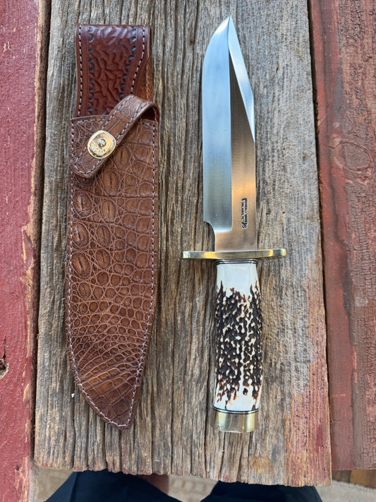 Randall Model 12-9/14 Grind Bowie with a Huge piece of Popcorn Stag. Nickel Silver Hilt and Butt cap.