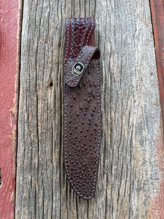 Randall Model 1-8 Sheath in Exotic Brown Snapping Turtle by Treeman. Hind quarter portion of the turtle.