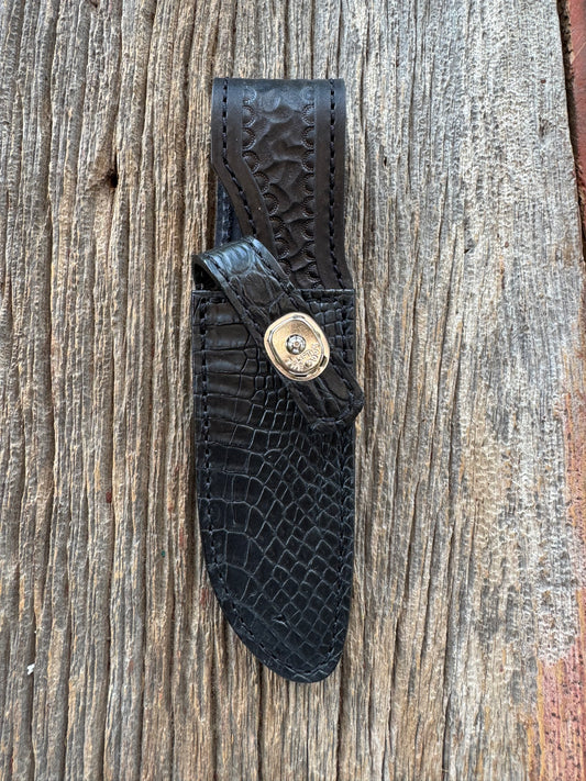 Randall Model 23 Sheath in Exotic Black Crocodile from Treeman.