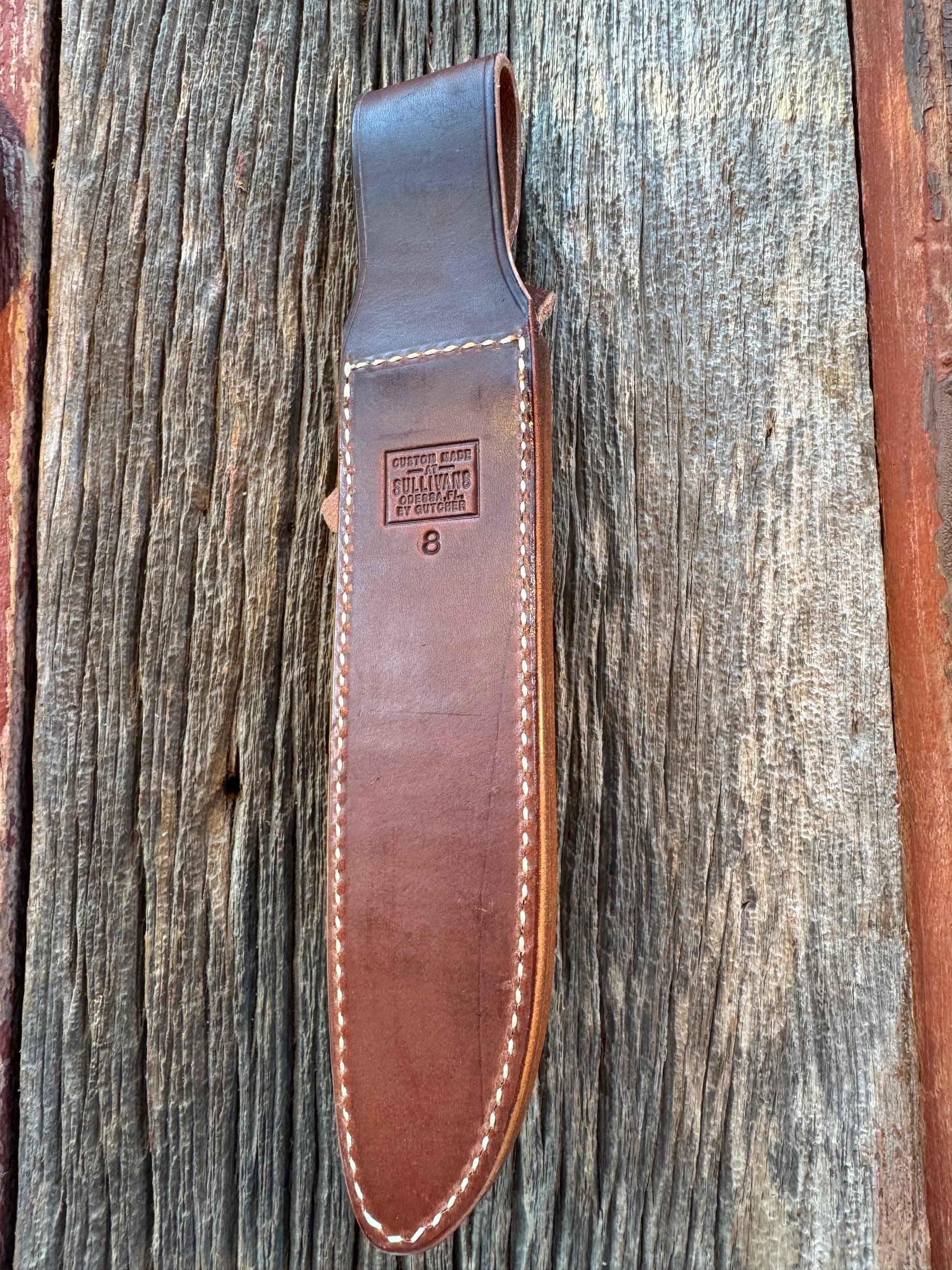 New Randall Sullivans by Gutcher Leather Knife Sheath for a Model 1-8 with Sharpening Stone.