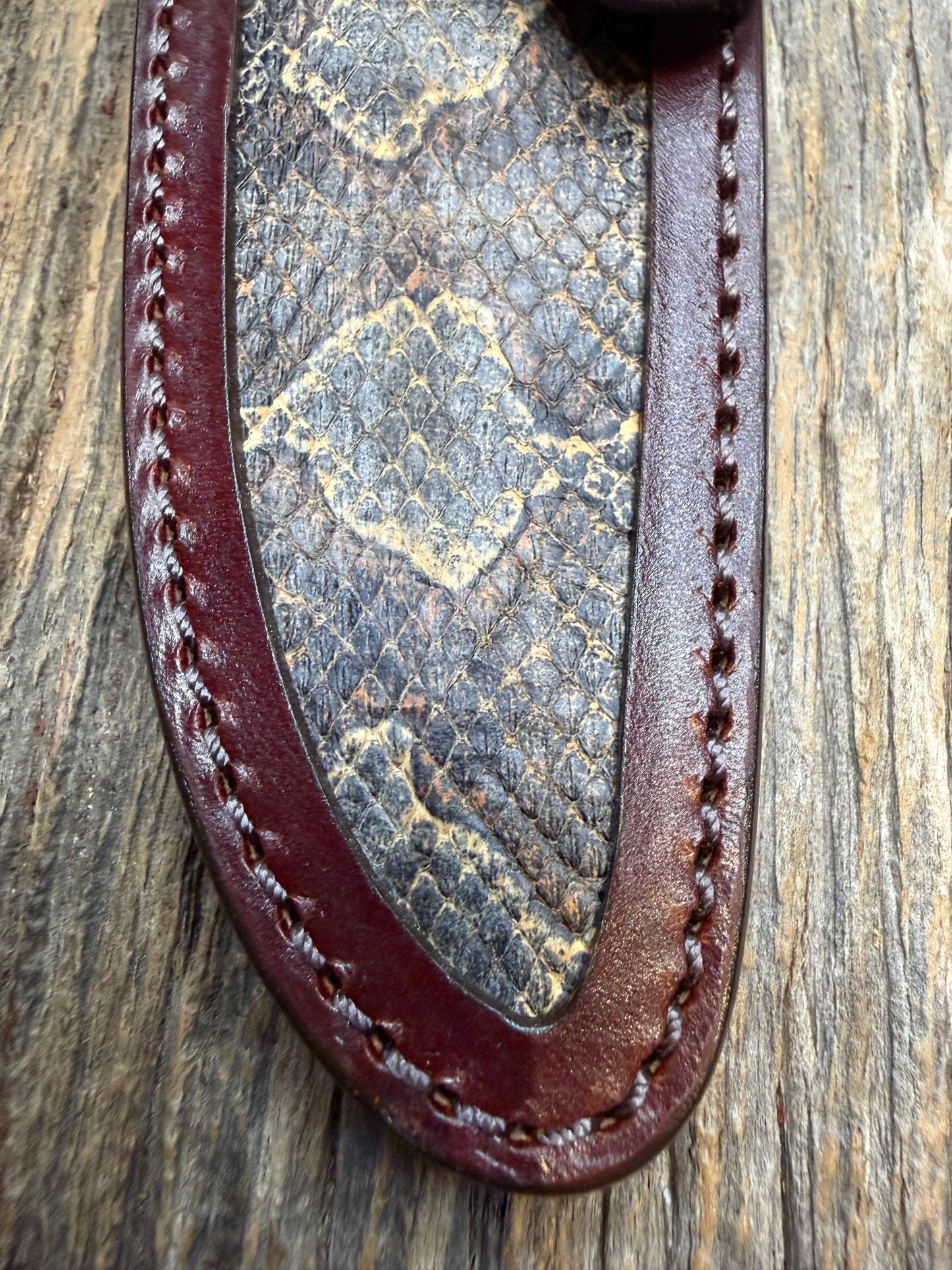 Randall Model 28 Sheath in Exotic Western Diamondback RattleSnake from Treeman Sheaths. Tremendous colors on this one.