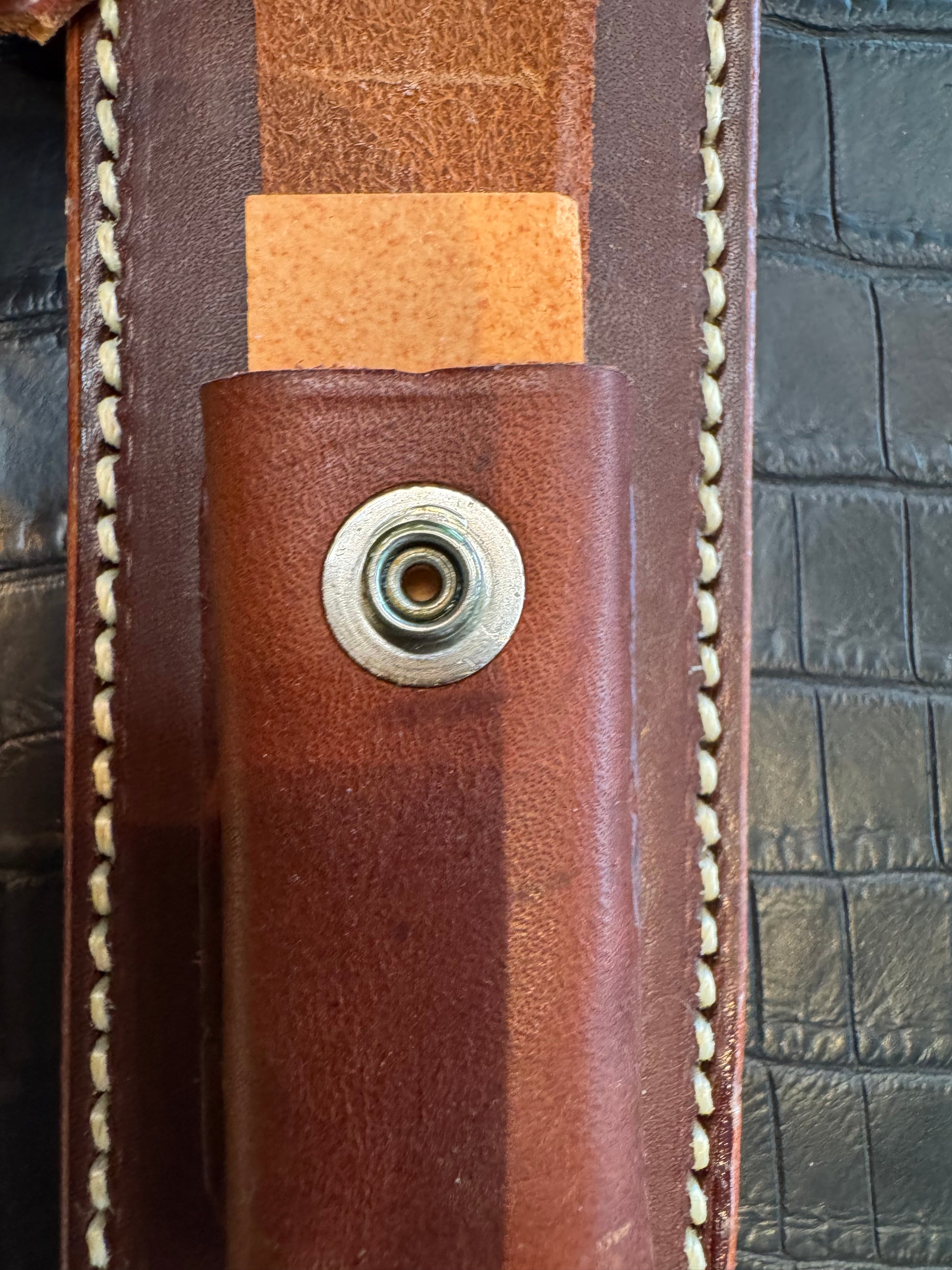 Randall Model 2-8 Sheath (with Stone) in Brown Leather made at Sullivans by Gutcher in Tampa Florida. Official sheath maker for Randall Knives.
