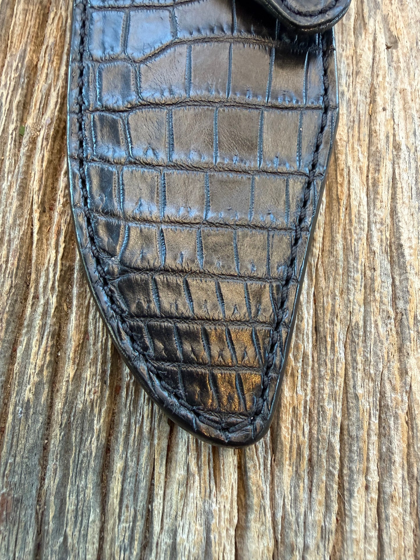 New Randall Model 19-5 Sheath in Exotic Black Crocodile from Treeman.