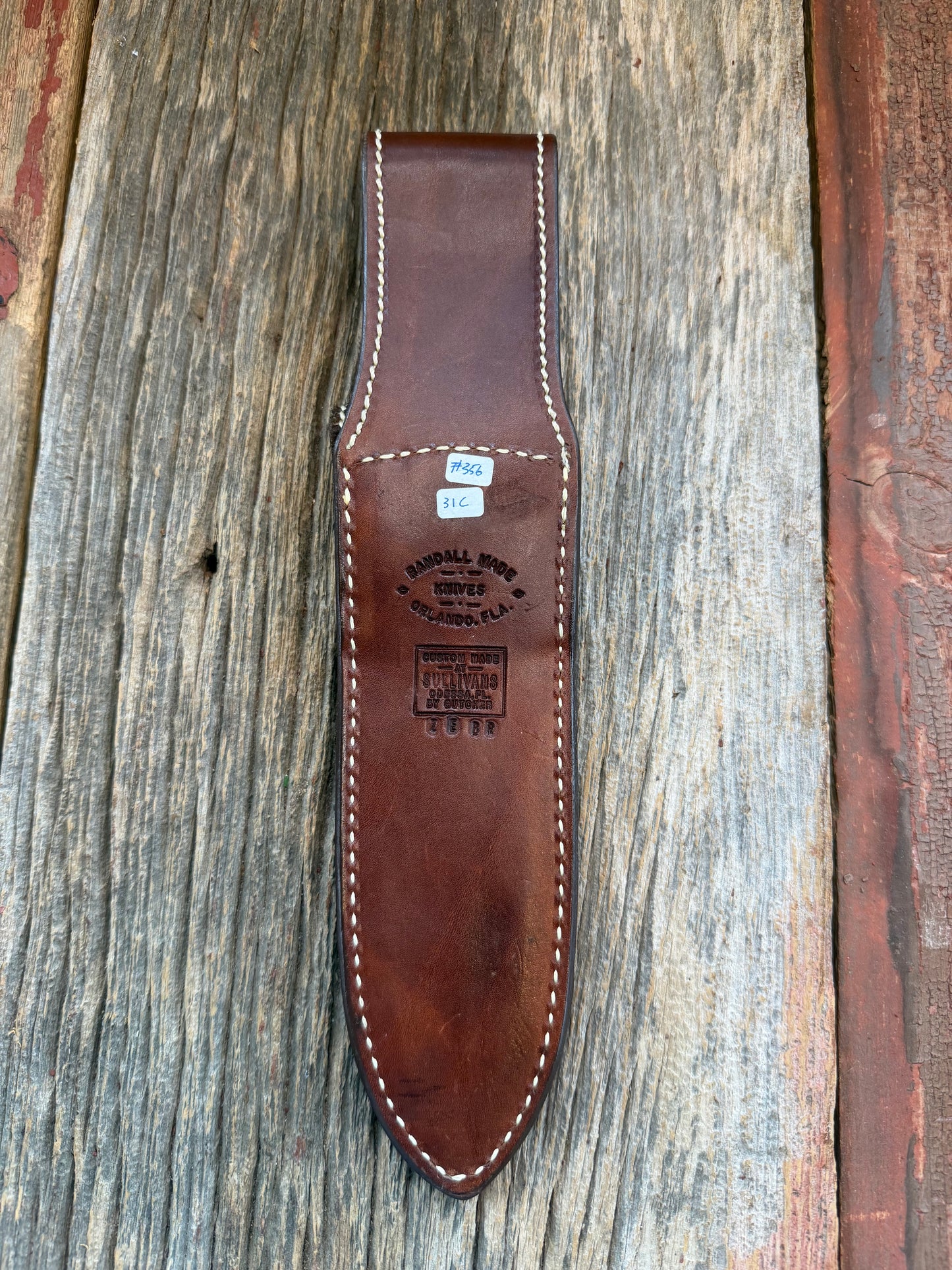 Randall Model Clinton Special Sheath in Exotic Brown Zebra Custom Made at Sullivan’s by Gutcher.