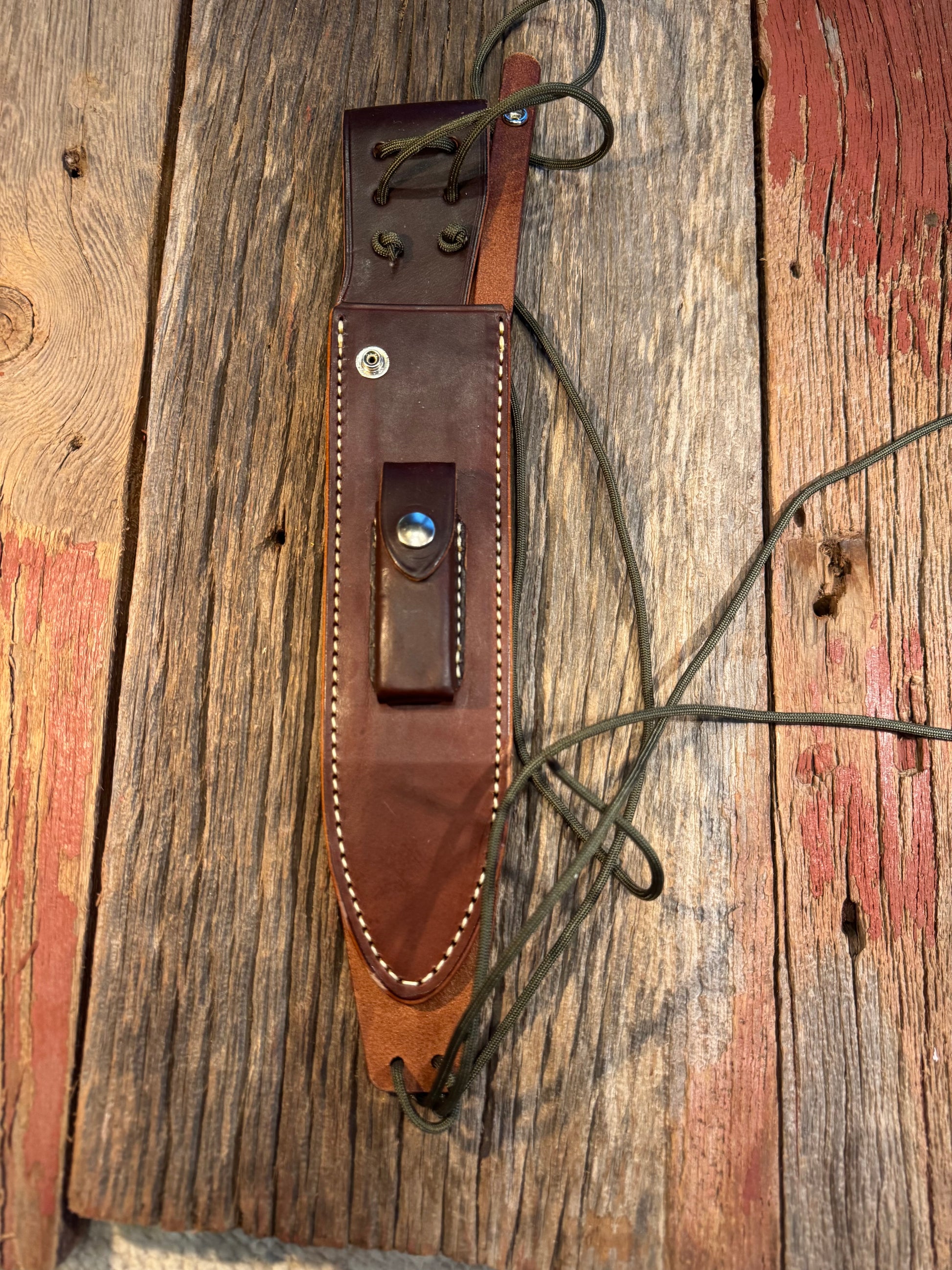 New Randall Sullivans by Gutcher Leather Knife Sheath Model 12-9/14 grind with Sharpening Stone.