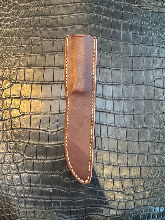 New Unused Randall Model 10-5 Sheath in Tan Leather made at Sullivans by Gutcher in Tampa Florida. Official sheath maker for Randall Knives.