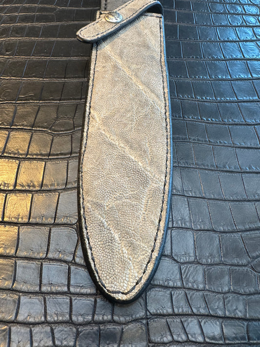Randall Model 2-7 Sheath in Exotic Gray Elephant Custom Made at Sullivan’s by Gutcher.