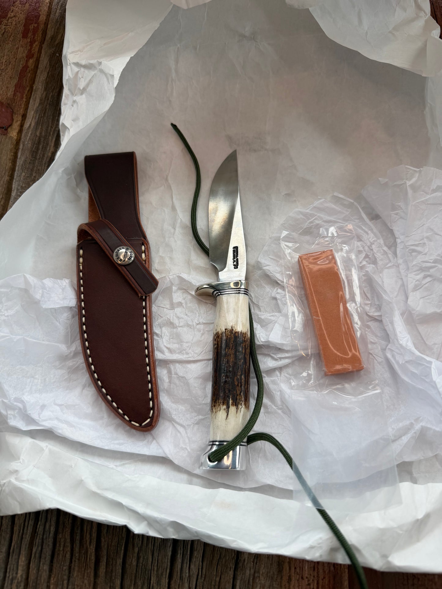 New in Paper Randall Made Knife Model Denmark Special Stainless Nickel Hilt, Wrist thong.