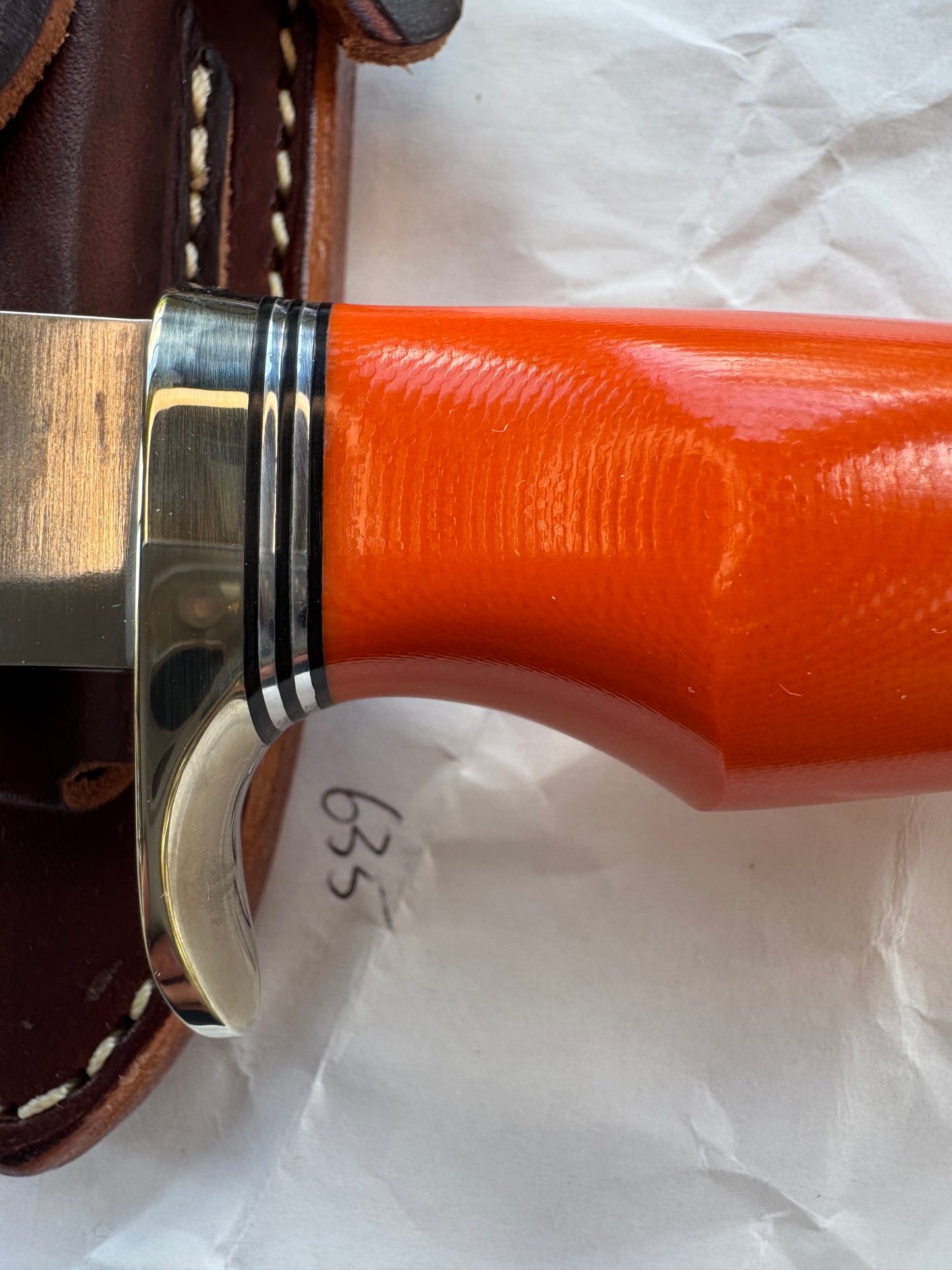 New in Paper Randall Knife Model Combat Companion Orange G10 Handle Stainless Steel, NSH Nickel Silver Single Hilt.