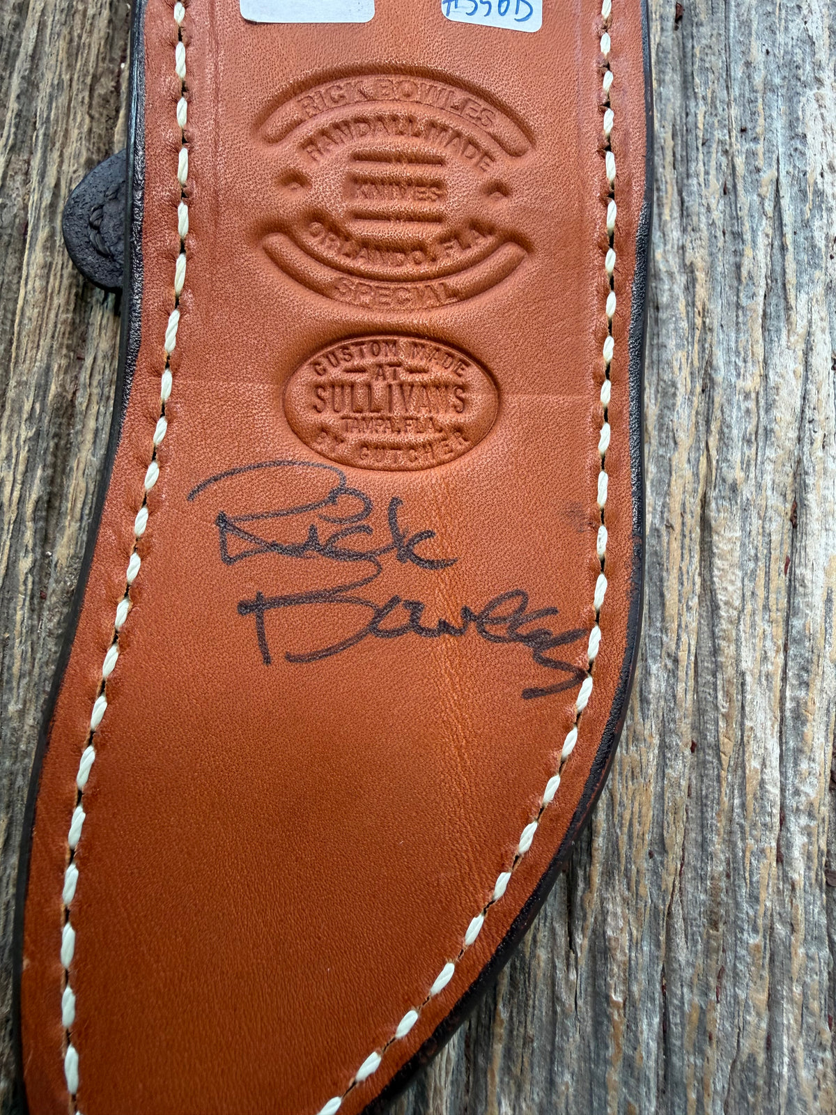 Rare Randall Sullivans by Gutcher Exotic Rattlesnake Knife Sheath for a Bowles Special. Signed by Rick, Randall  Snap and Beautiful Diamond inlay pattern.