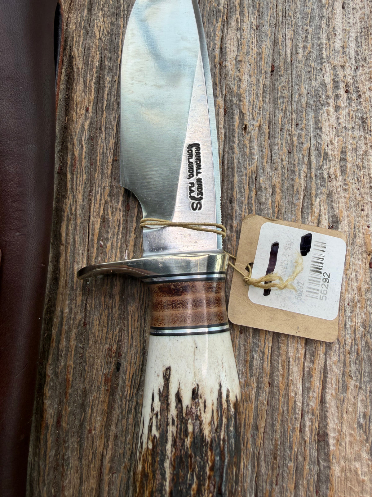 New Randall Model 25-5 with a Stag handle. Stainless steel blade, Nickel silver hilt, Aluminum butt. BL AL spacers