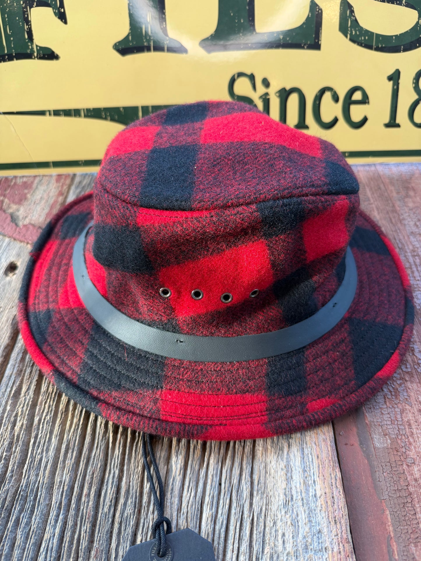 Filson Wool Packer Hat Large Red/Black Buffalo Mens NEW Fedora Made USA