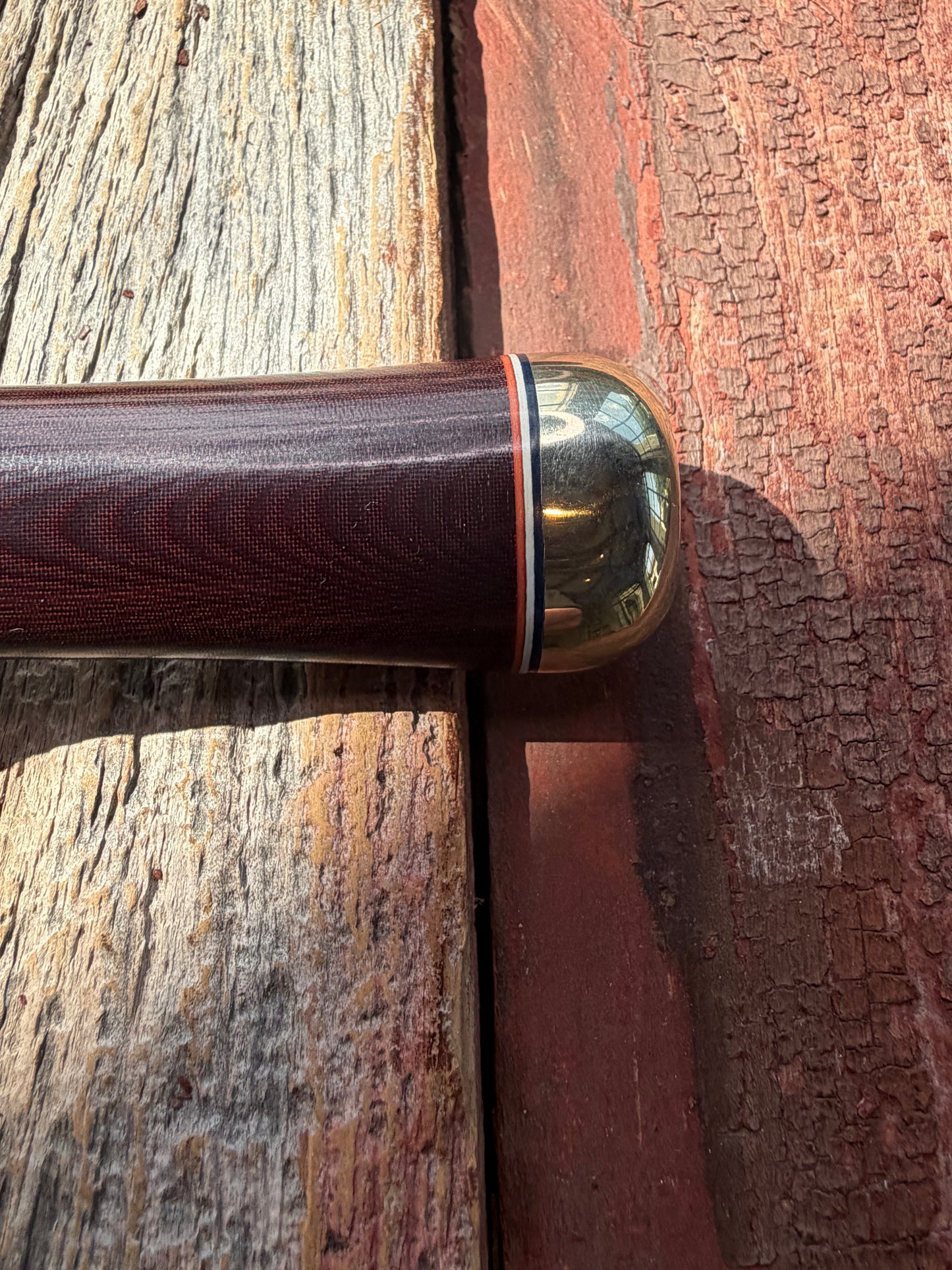 New in Paper Randall Model “Gambler” 4 Inch in a Maroon Micarta handle, Nickel hilt, Stainless steel blade, rounded nickel silver butt cap.