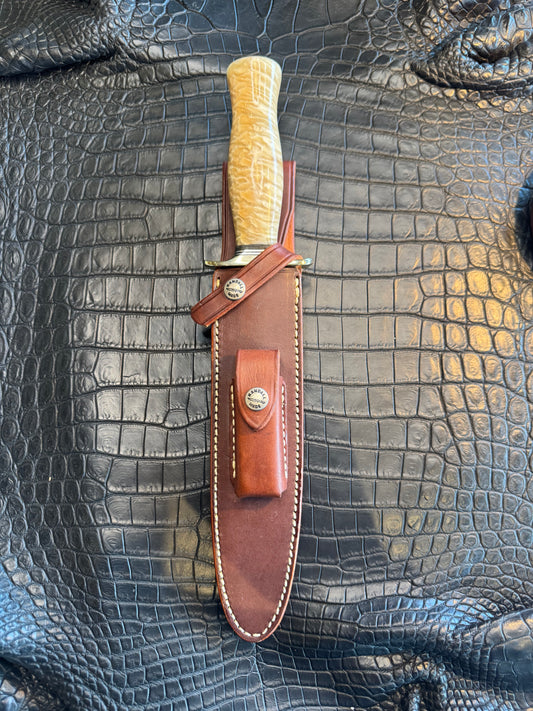 Randall Model 2-8 in Musk Ox. Giant gorgeous piece of Musk Ox with a natural end. Nickel Silver Hilt