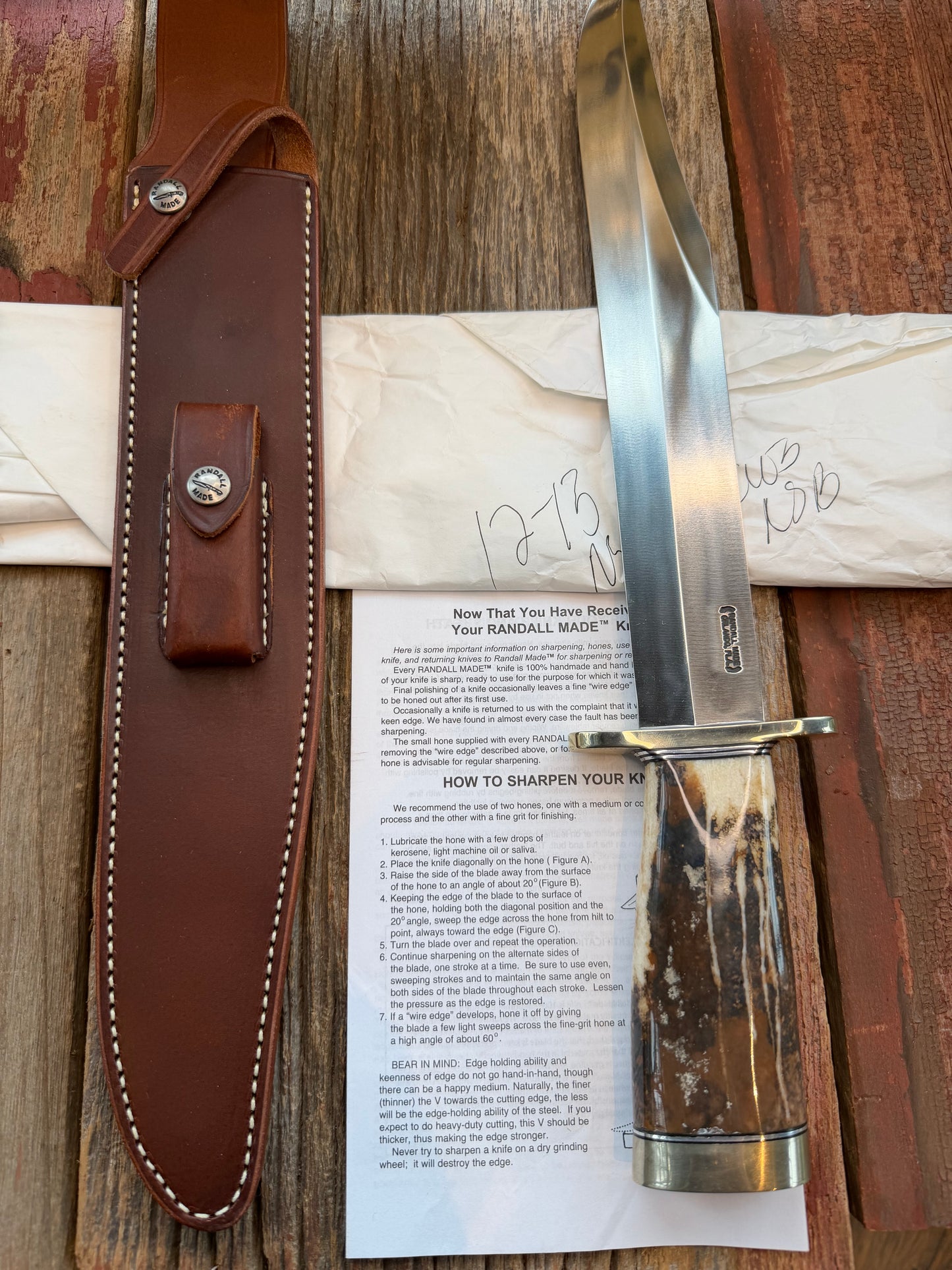 New in Paper Randall Model 12-13 Thorp in a Huge piece of Fossil Walrus Ivory. Nickel Silver Hilt and Butt cap.