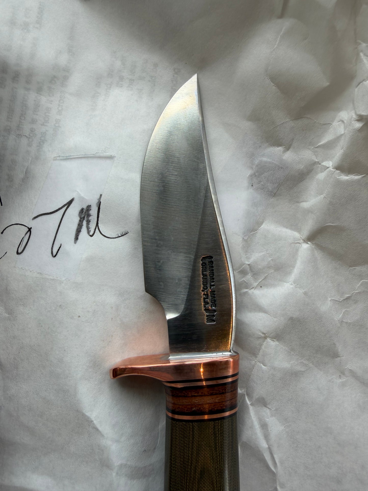New in Paper Randall Made Knife Mini Model 27 Trail Blazer in Green Micarta.