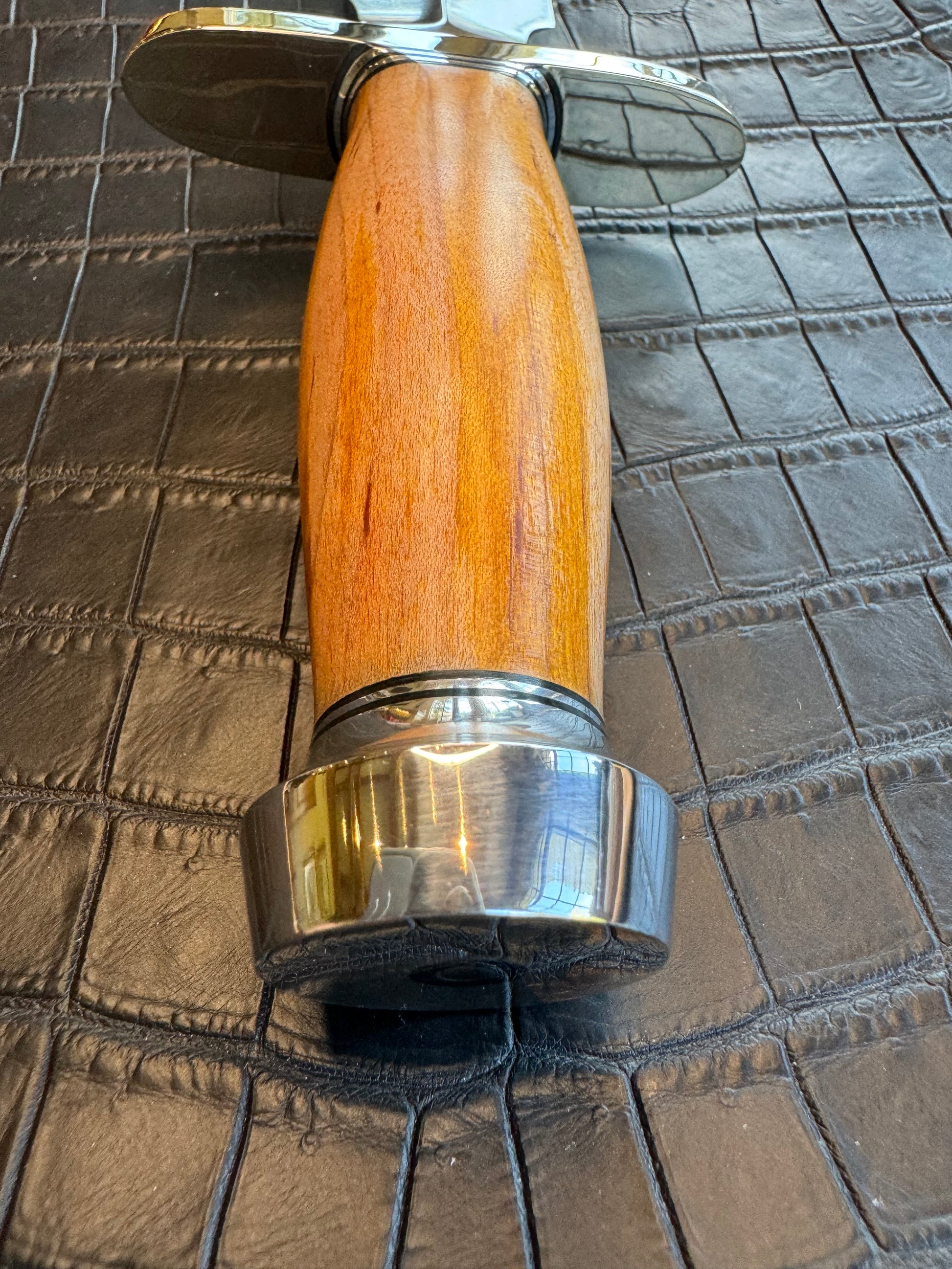 New in Paper Randall Knife Clinton Special TC Nickel Hilt Stainless Steel Cedar Wood Handle.