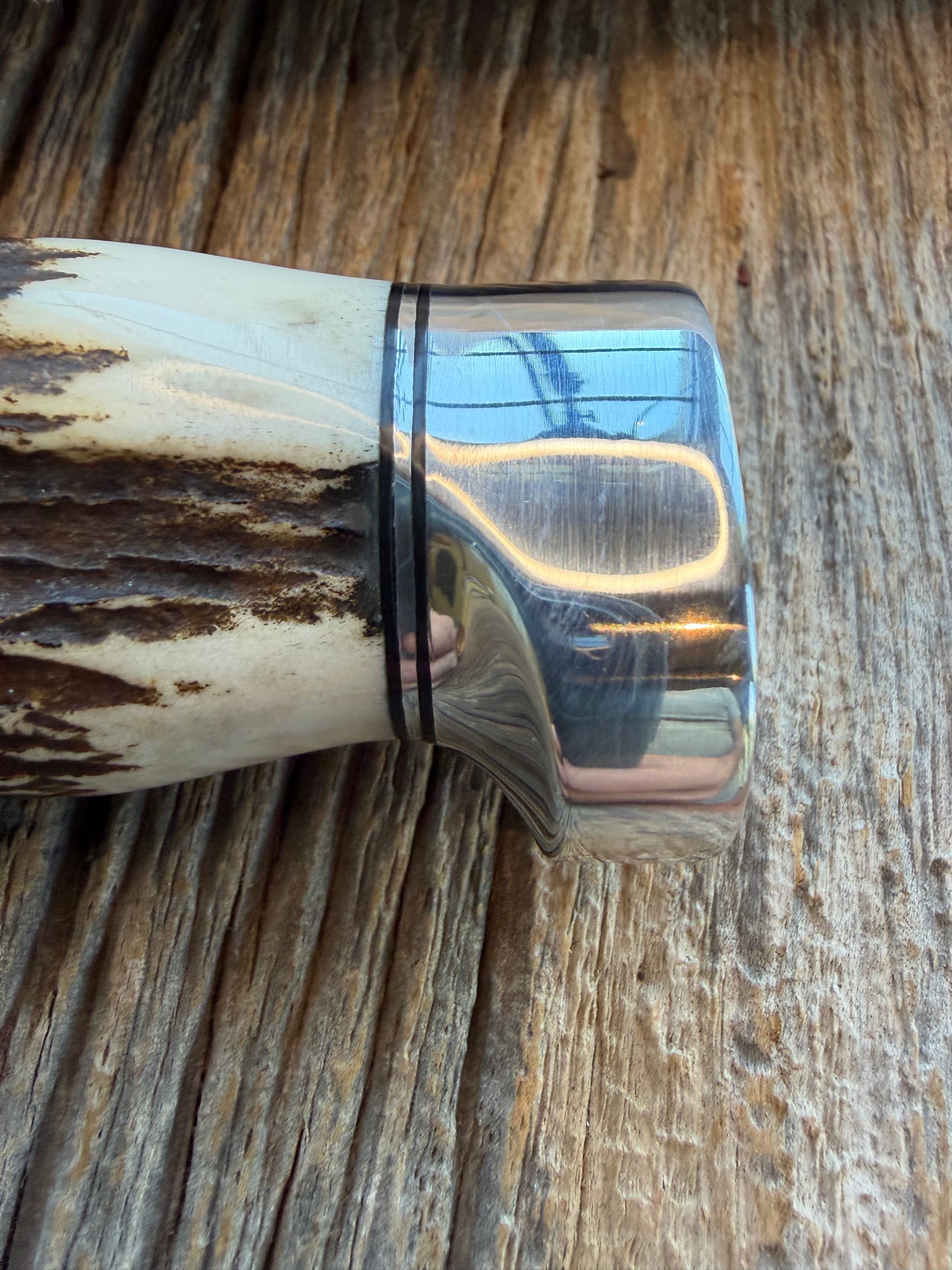 New in Paper Randall Model 19-5 with a Gnarly piece of Stag. Nickel silver Hilt and Aluminum crows beak Butt cap.