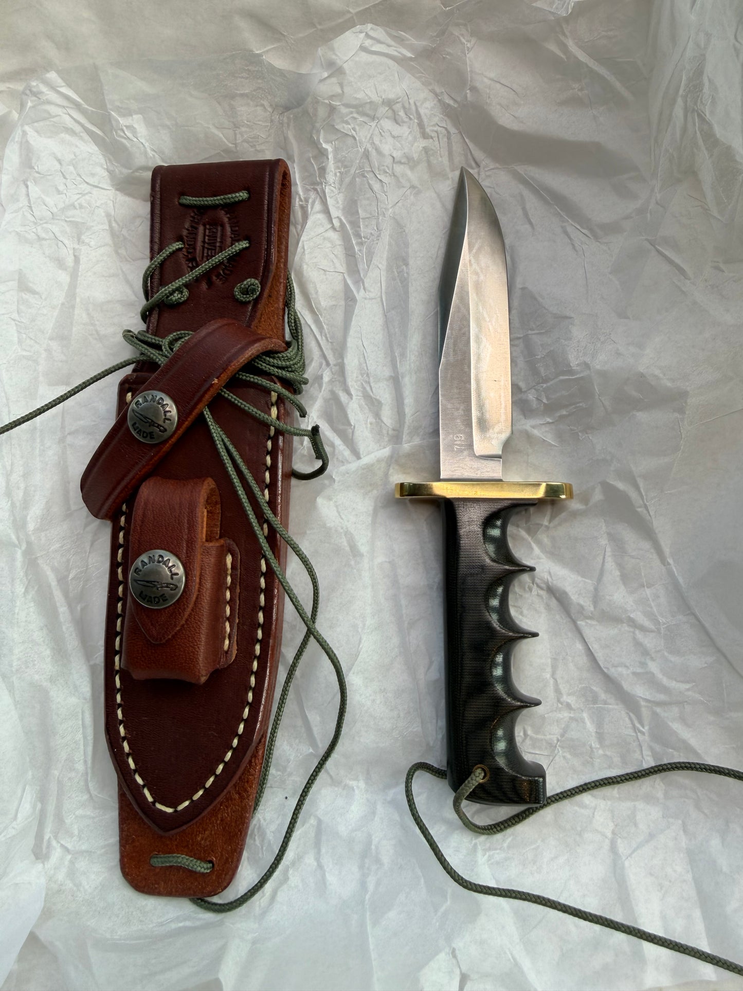 New Paper Randall Made Knife Mini Model 14 Attack Knife Black Micarta SN # 719