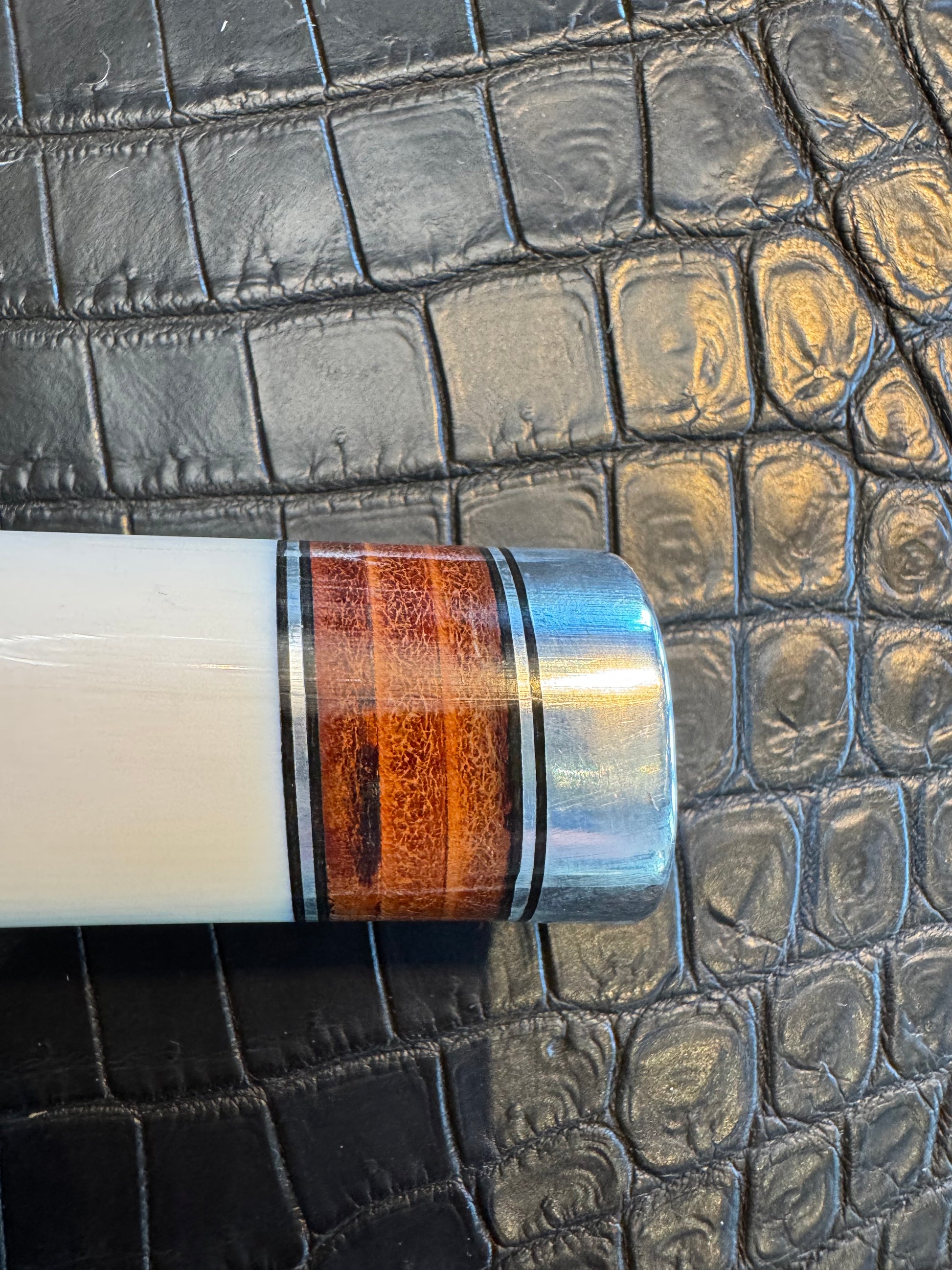 Randall Model 25-6 in Elephant Ivory with stacked Leather, Nickel Silver Hilt and Aluminum Butt cap. Flawless.
