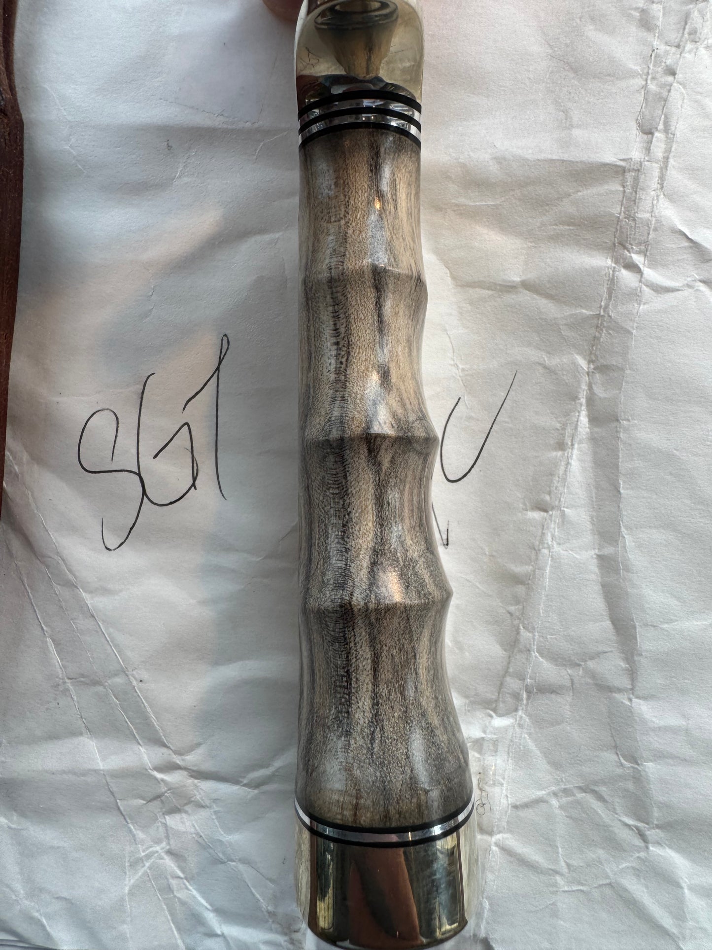 New in Paper Randall Non Catalog Model Sergeants Special, Maple handle with finger grooves. Carbon blade, Nickel silver single hilt and butt cap. Brown leather sheath.