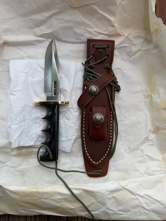 New Paper Randall Made Knife Mini Model 14 Attack Knife Black Micarta SN # 717