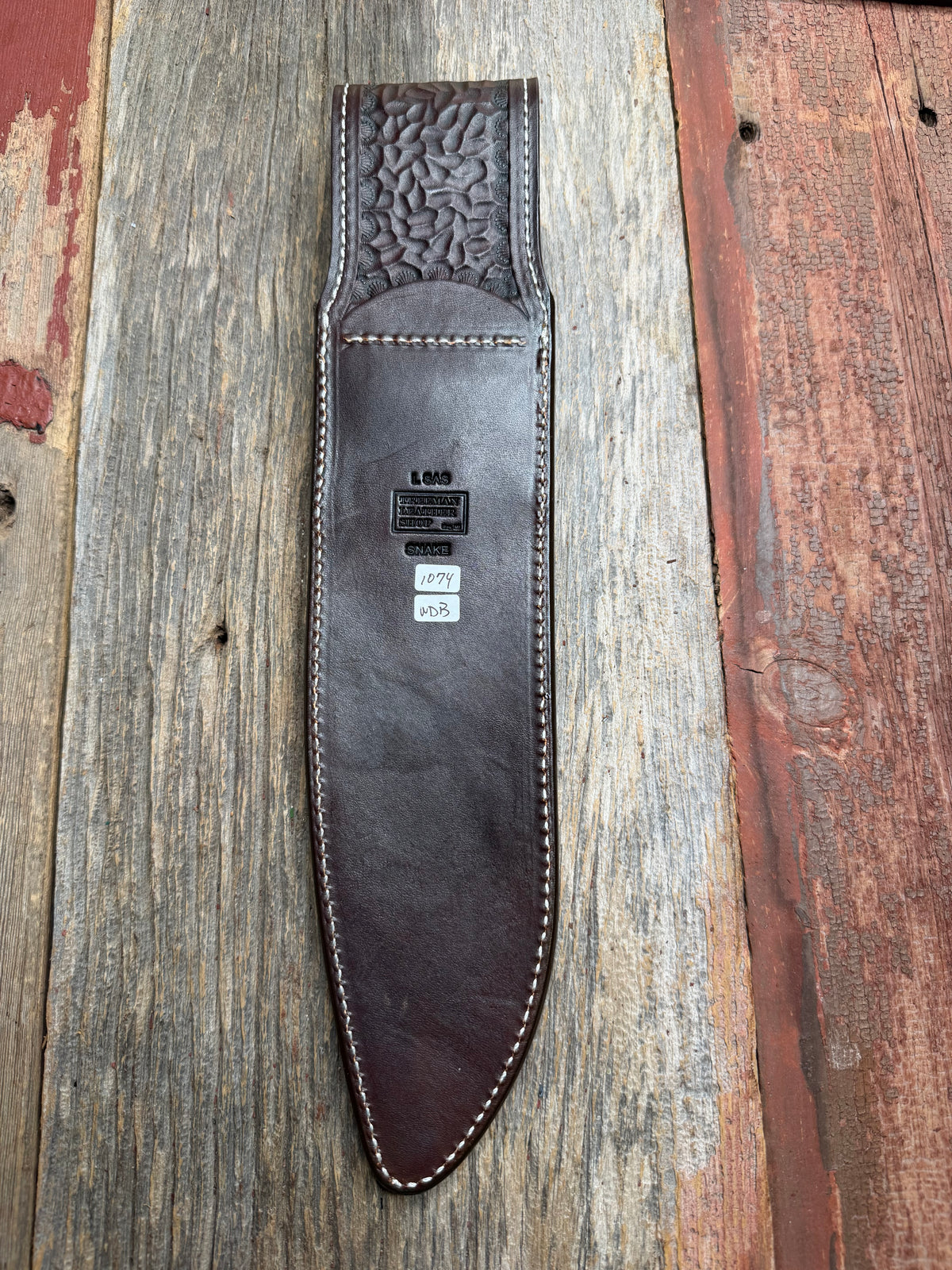 Randall Model Large Sasquatch sheath with a Western Diamondback RattleSnake skin from Treeman Sheaths. Very dark skin and quite honestly the nicest one I’ve had in WDB.