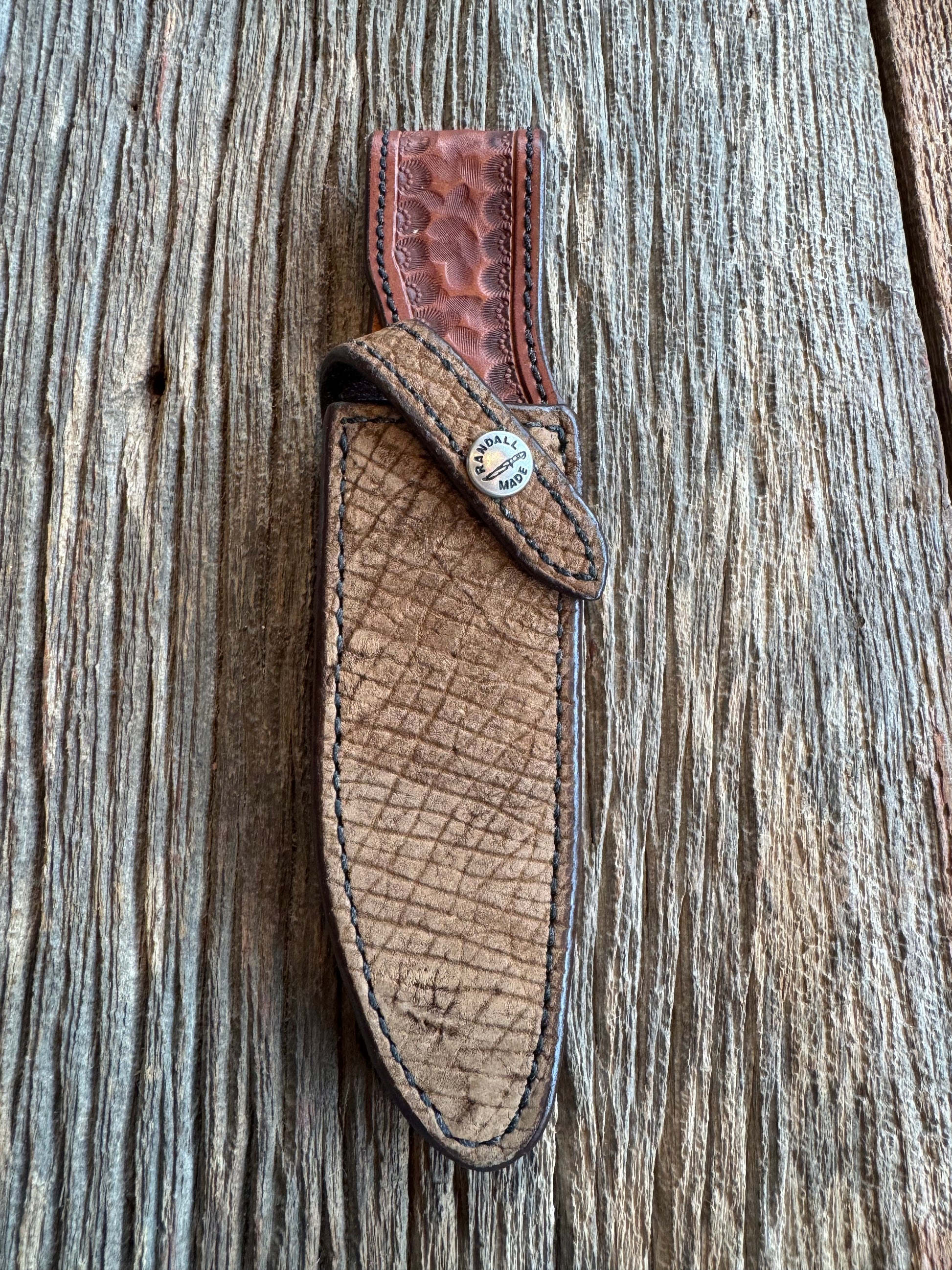 Rare Randall 5 inch Sheath in Exotic Hippo from Sullivans by Gutcher.
