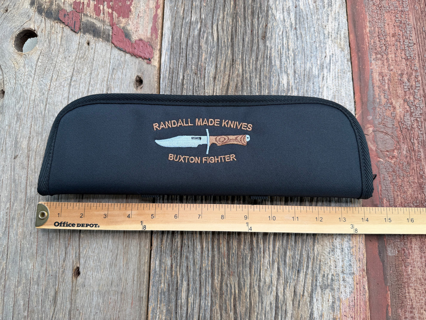 New Robbins Custom Knife case Randall Model Buxton Fighter Logo Silk threading 13 inch interior usable case
