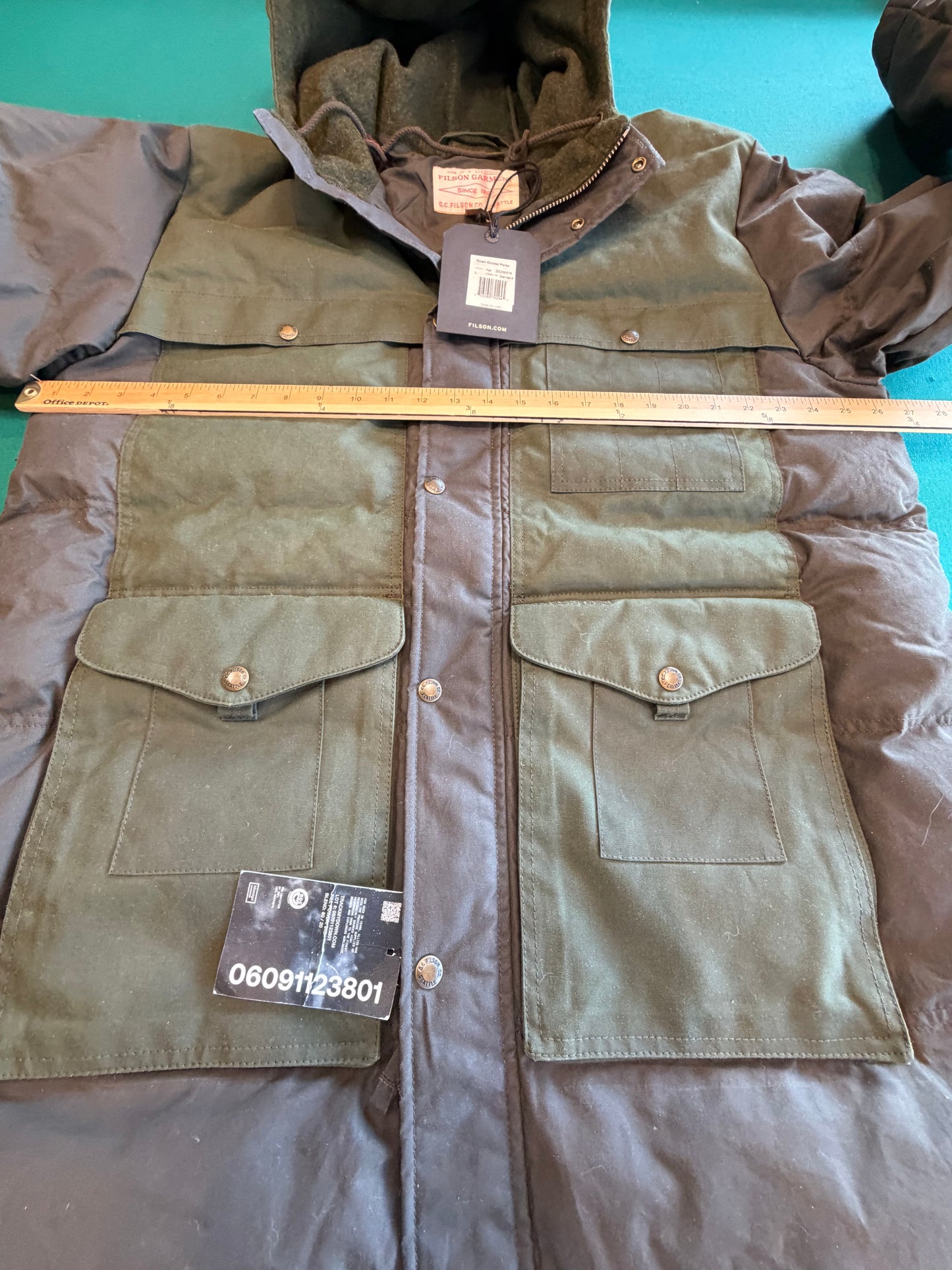 Filson Down Cruiser Parka Otter Green Large 650 Down Sold Out Mens New with Tags