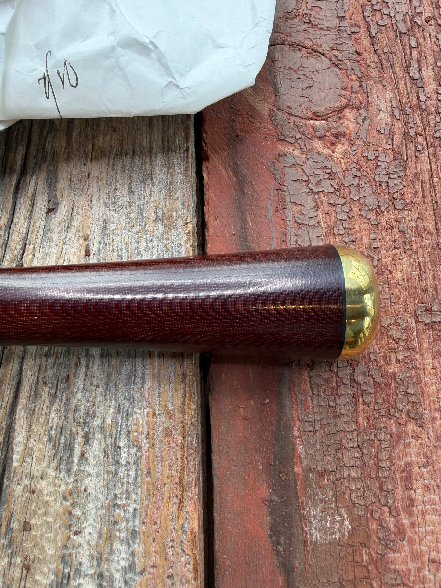 New in Paper Randall Knife Model 2-5 Beautiful  Brass Hilt, Collar and rounded Butt cap,Carbon Blade, Maroon Micarta Handle