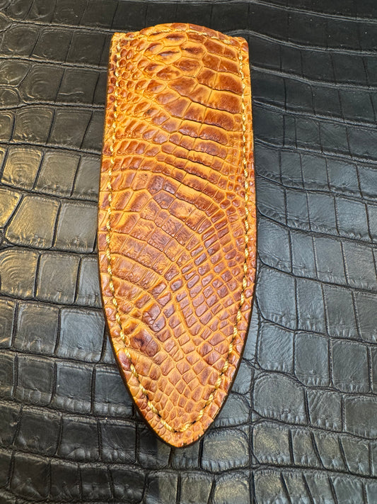 Randall Model Tri Athlete Sheath with Scales Added in Exotic Rum Crocodile by Treeman. (Sheath only)