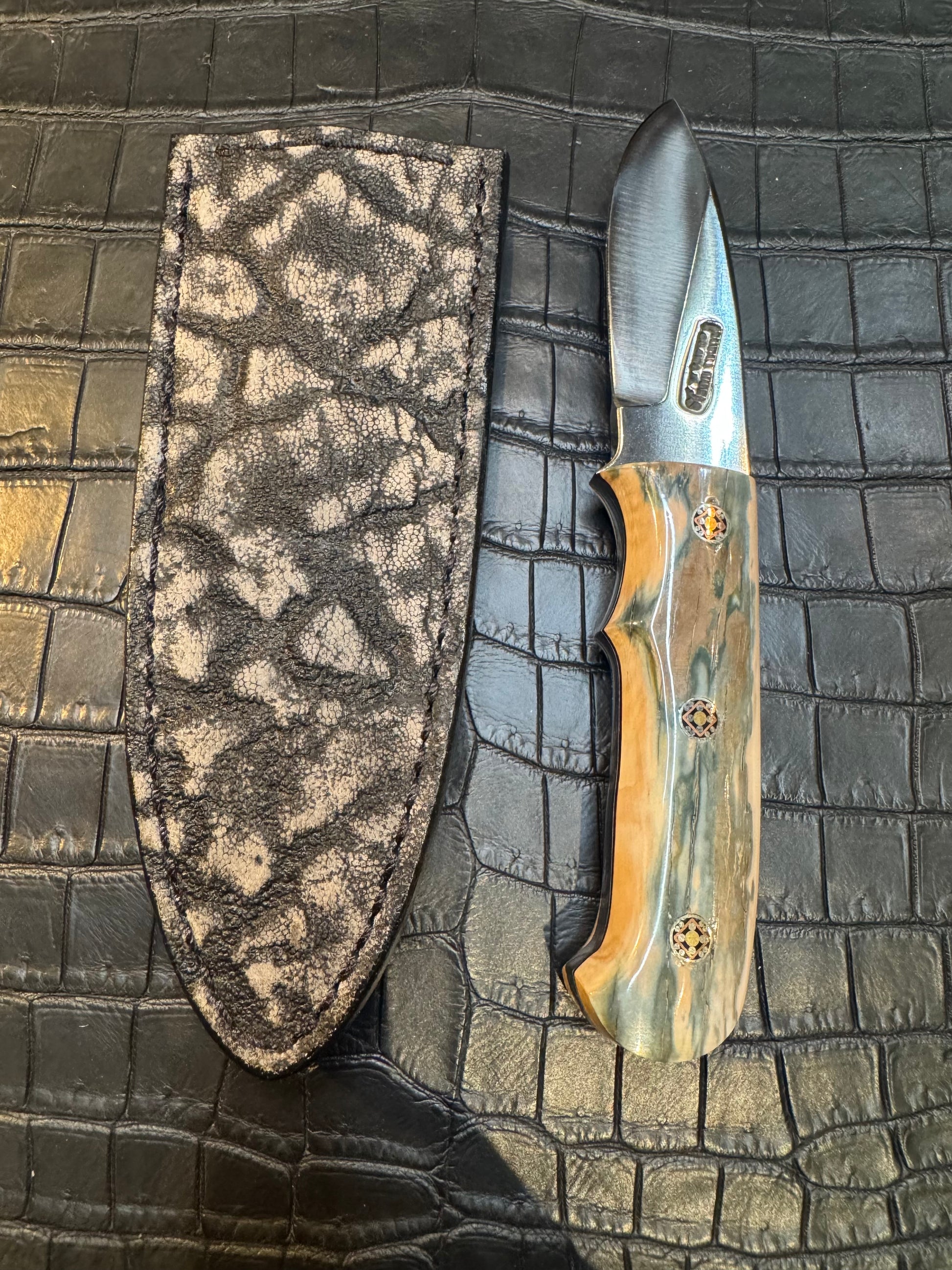 Randall Model Tri Athlete Sheath with Scales Added in Exotic African Elephant by Treeman. (Sheath only)