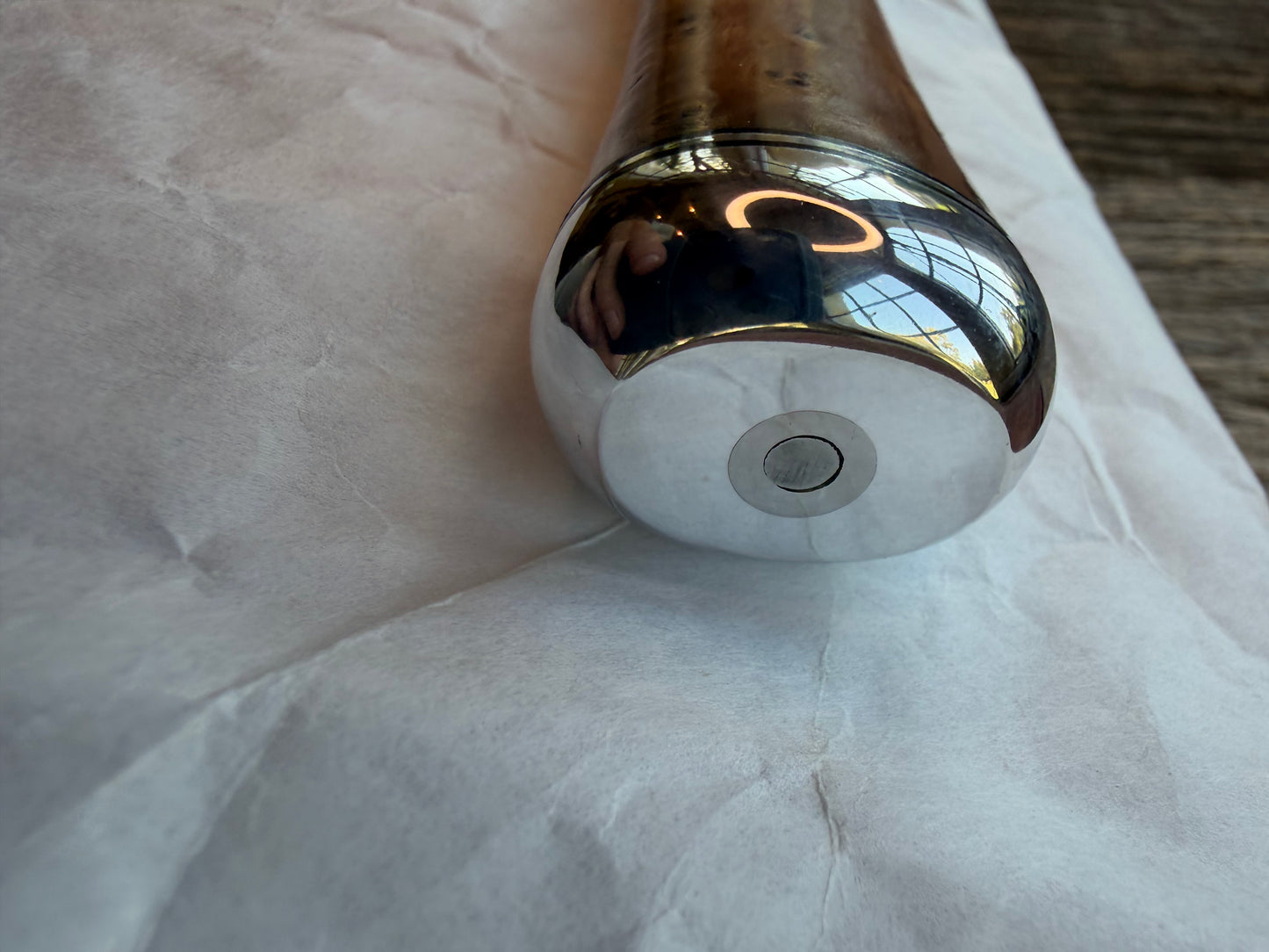 New in Paper Randall Model “Gambler” 4 Inch in Thuya Wood, Nickel hilt, Stainless, black and aluminum spacers.