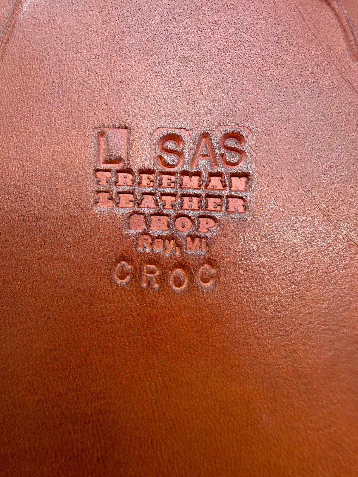 Randall Model 12-11 Large Sasquatch (Tail) Sheath in Exotic Tan Hornback Crocodile by Treeman.