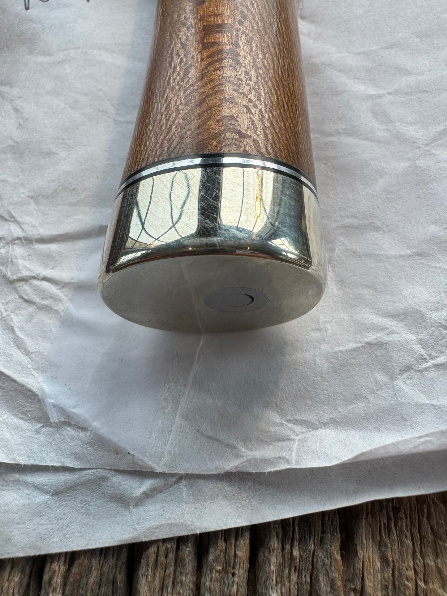 New in Paper Randall Model 19-5 Bushmaster with an Oak handle. SS blade, Nickel silver single hilt. Lanyard. Brown leather sheath.