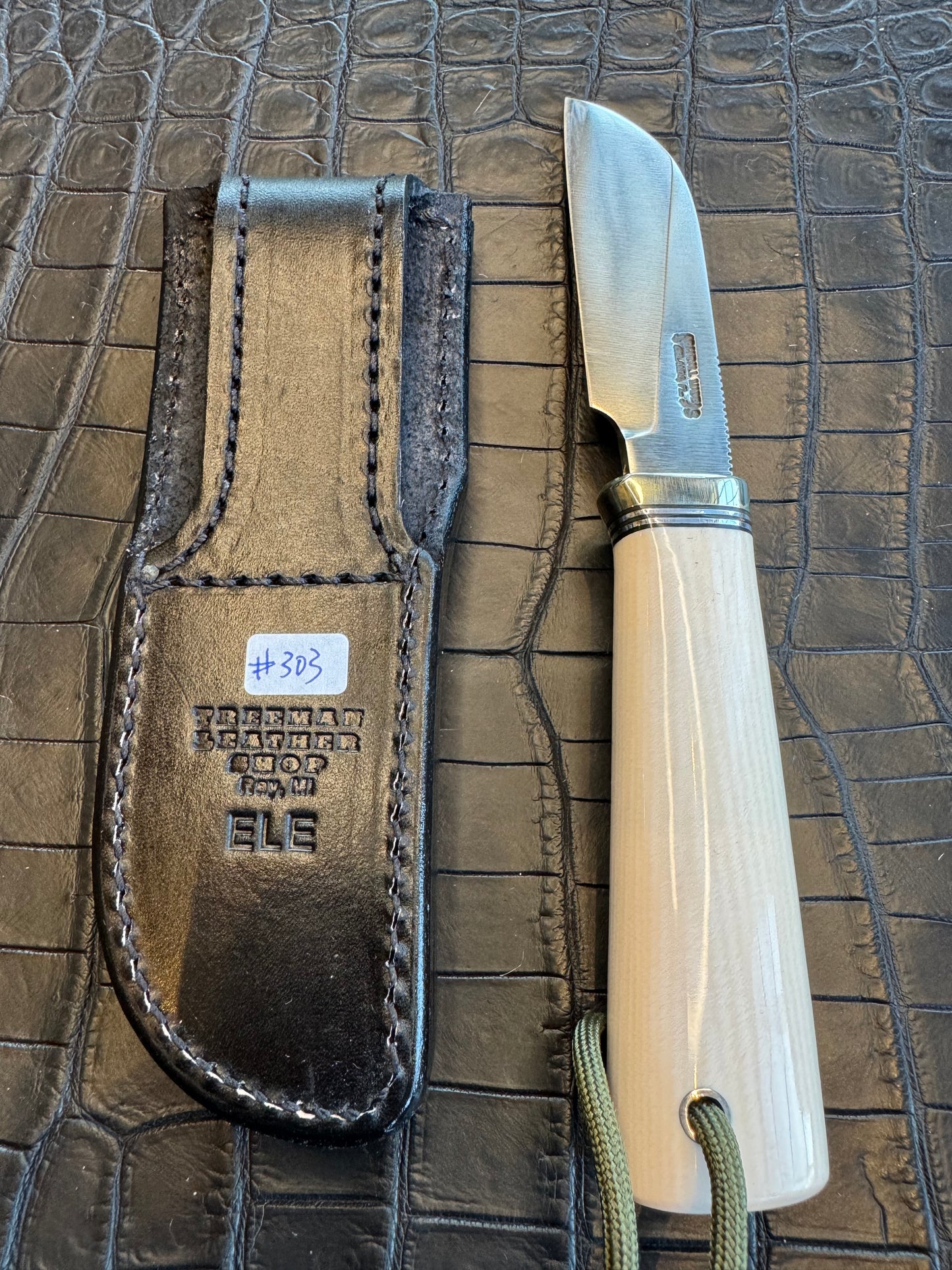 Randall Cattleman Model Sheath in Exotic Grey Elephant Skin from Treeman. Sheath only