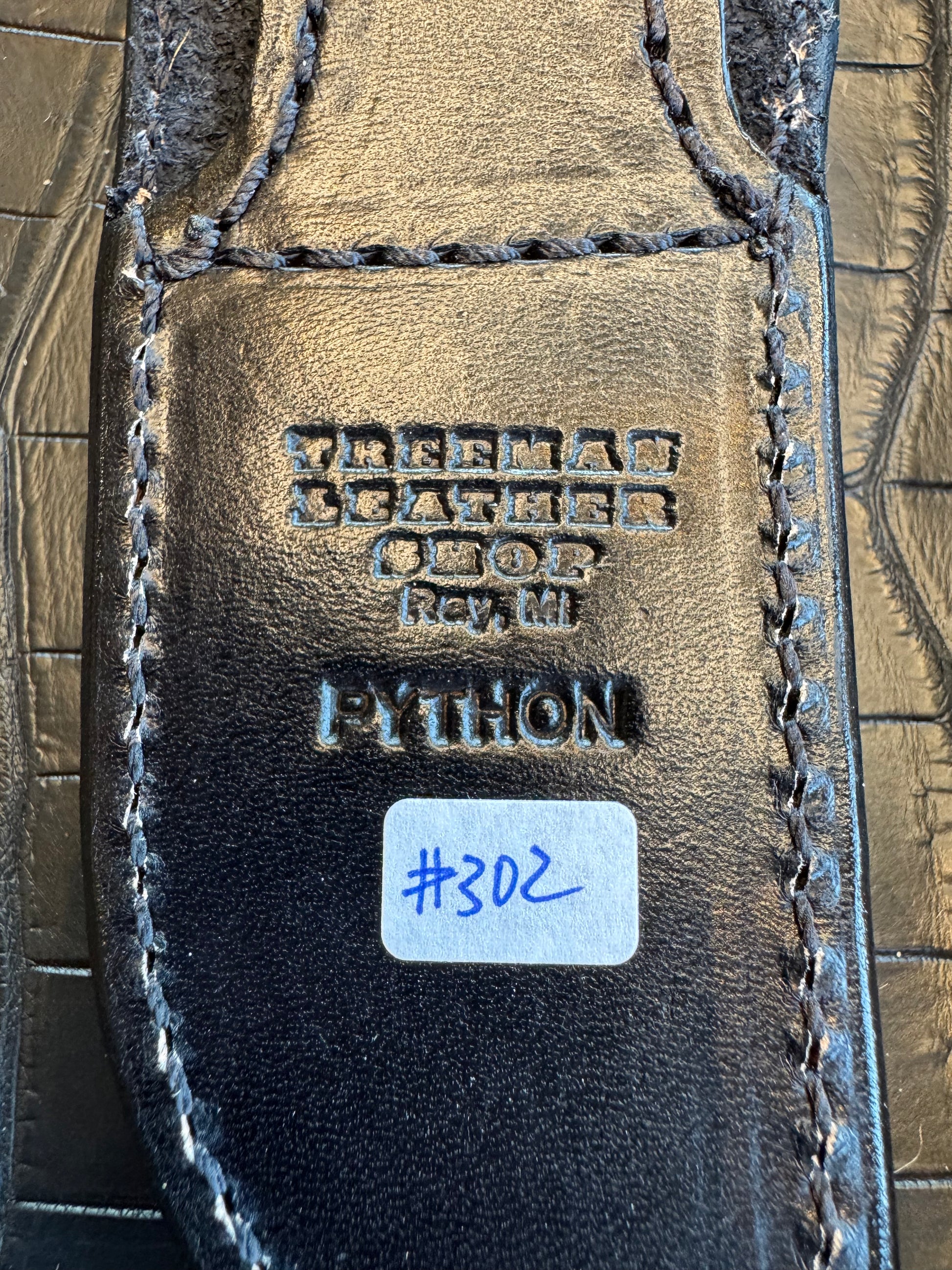 Randall Cattleman Model Sheath in Exotic Black and White Python Skin from Treeman. Sheath only