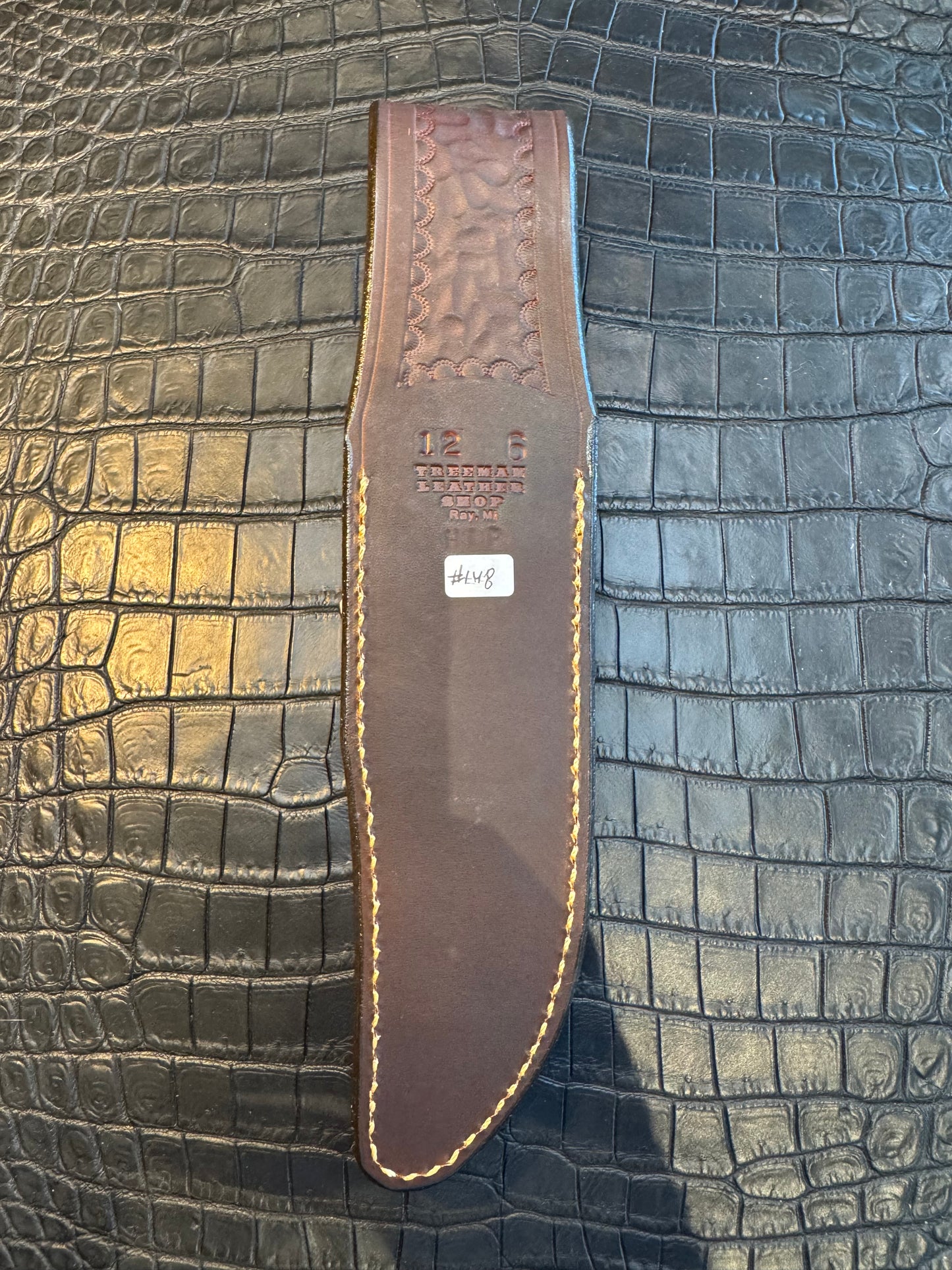 Randall Model 12-6 “Little Bear” in Exotic Sheath in Grey Hippo by Treeman.