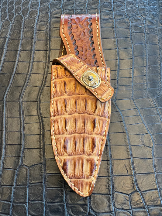 Randall Model 19-5 Exotic Rum Tan Crocodile Center Back Sheath from Treeman.