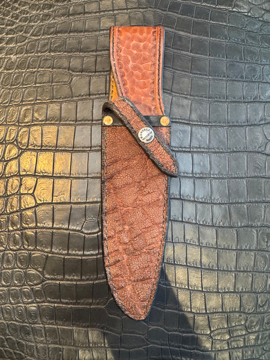 Randall Model 25-6 Sheath in Exotic Thick Brown Elephant Custom Made at Sullivan’s by Gutcher.