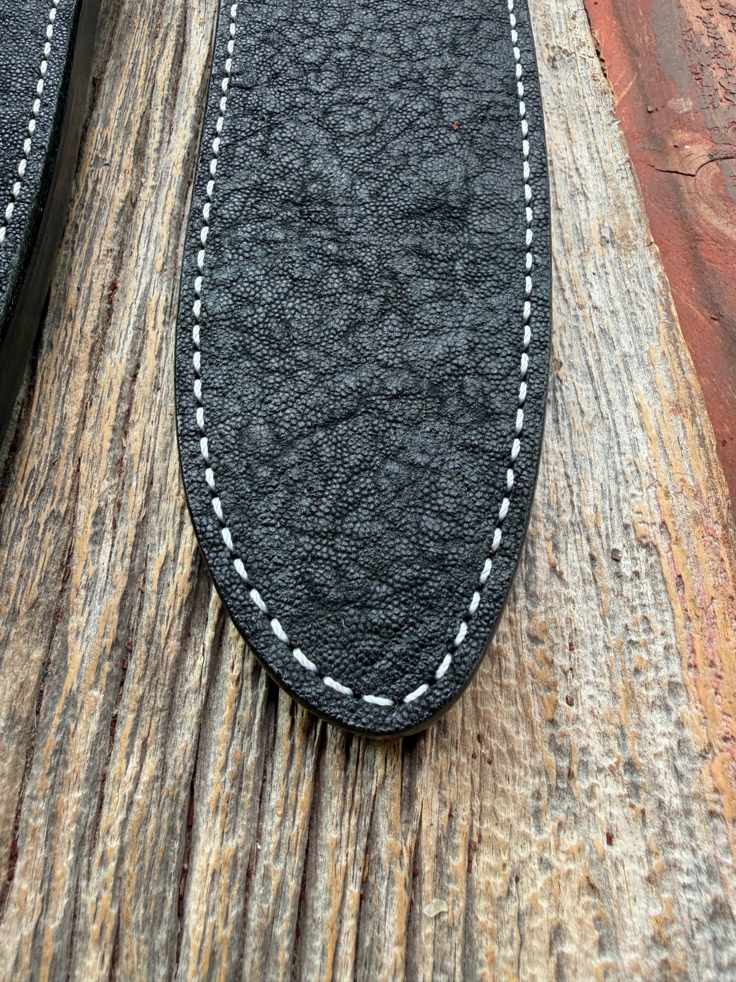 New Randall Model 12-11 Large Sasquatch and 12-8 Small Sasquatch Sheaths in Exotic thick and textured Black Elephant hide on black leather from Treeman with a black Canteen snap. Hand tooled belt loop. Killer sheath. Selling as a pair…